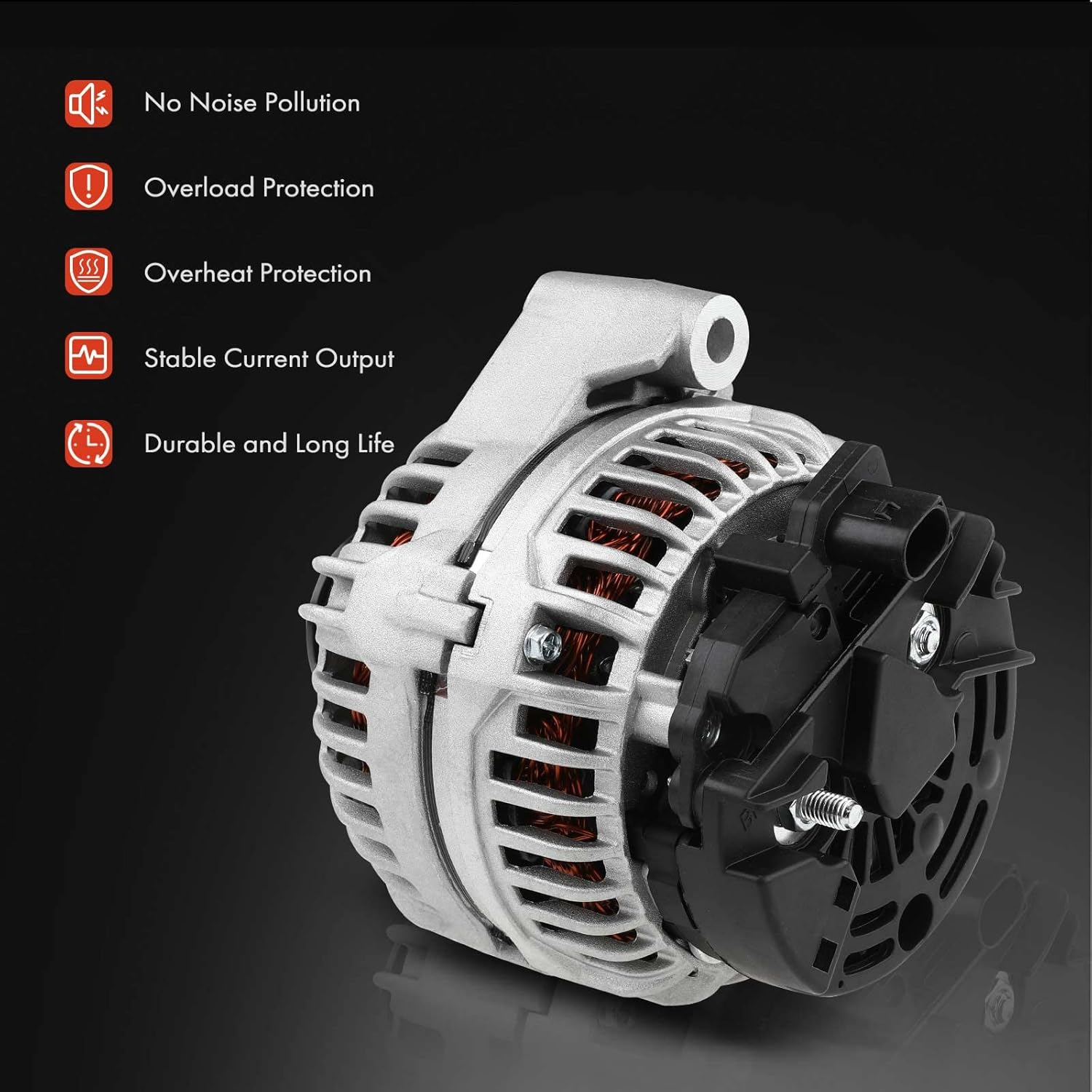 A-Premium Alternator Compatible with Mercedes-Benz C240 01-05, C32 AMG, C320, SLK32 AMG, SLK320, CLK320, ML320, ML350 & Chrysler Crossfire, 12V 120A CW 6-Groove Pulley, Replace# 0124515056, 5097755AA image number 3