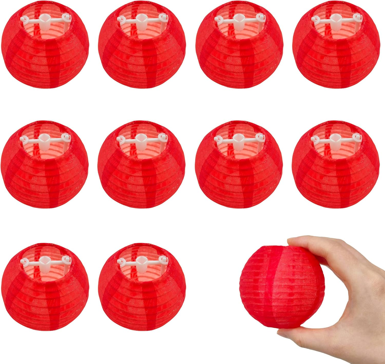 Niuhong 10 X 3 Inch Mini round Lantern, Small Lanterns, Room Decoration, Hanging Garden, Balcony Decoration, Indoor and Outdoor Party, Birthday, Wedding, Christening (Red)