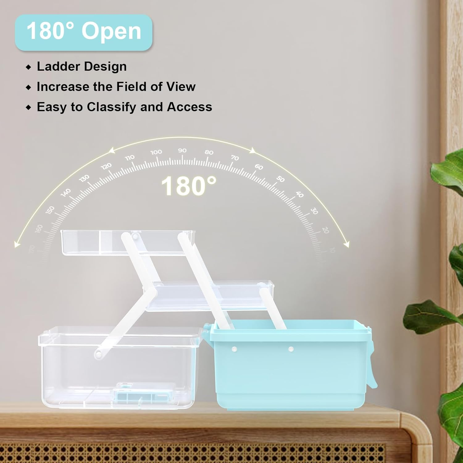 Craft Box, 13 Inch 3 Layers Multipurpose Craft Organizer and Storage Cabinet, Art Supply Storage for Sewing, First Aid and Cosmetic, Portable Handled Storage Box for Home, School, Office image number 5