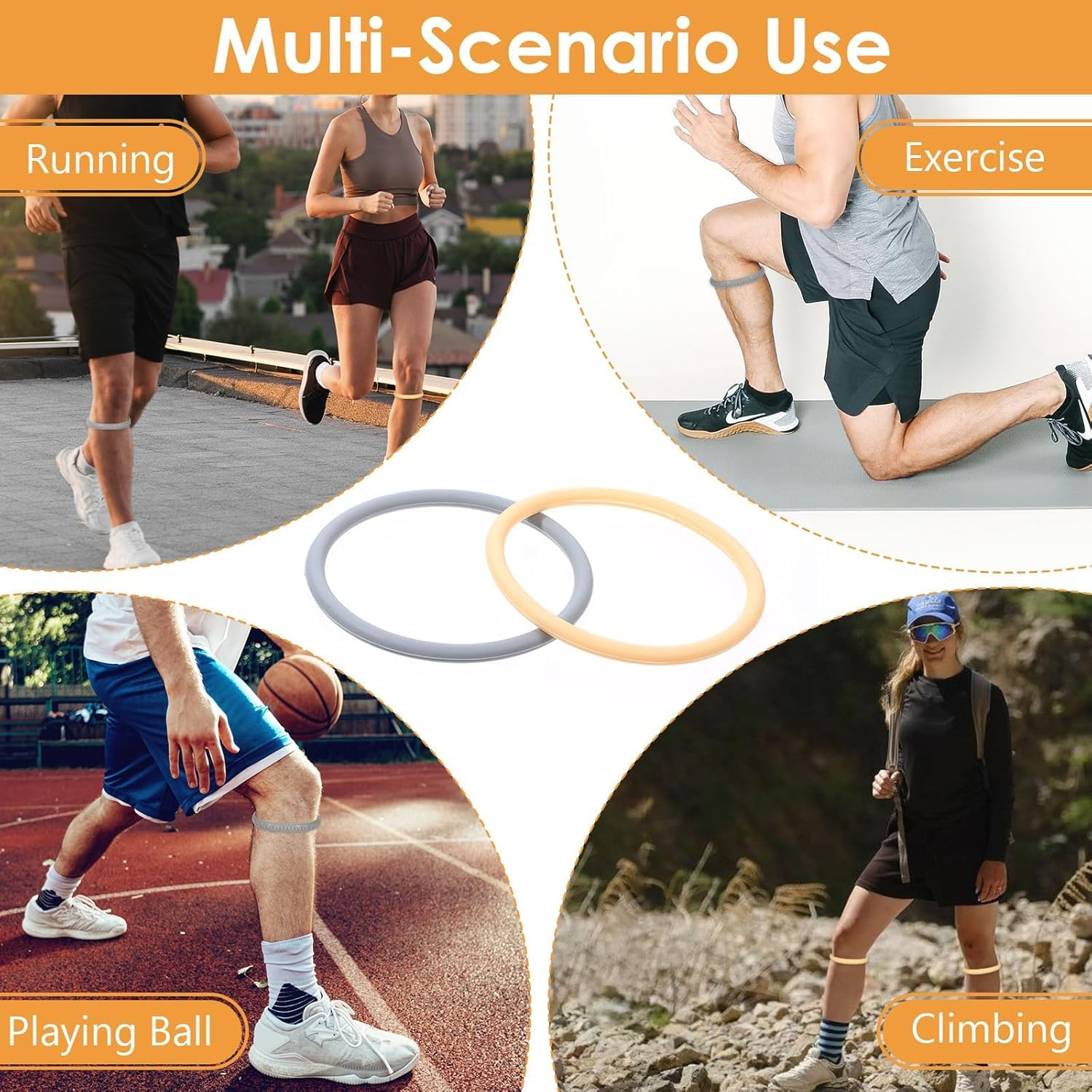 Silicone Patella Ring,4Pcs Knee Rope Loop Basketball Patella Knee Ring,Silicone Patella Ring Elastic Knee Ring,Athletic Fixed Protection Patella Ring,Basketball Patella Tendon Stabilizer Knee Ring