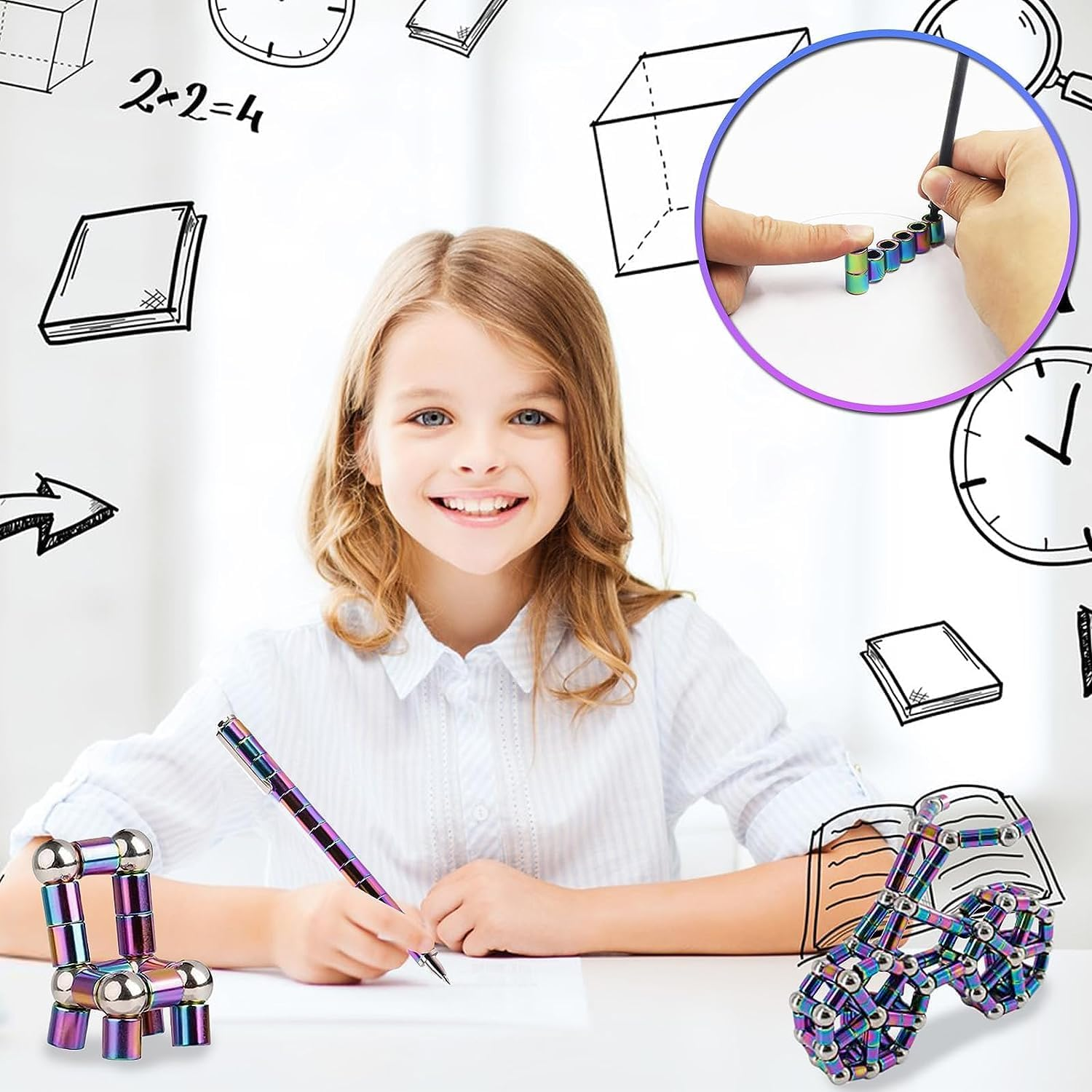 Decompression Fidget Magnetic Pen, Metal Multifunction Writing Ballpoint,Eliminate Pressure Fidget Gadgets, for Men,Kids or Friends Novelty Toy,Gift for Teenage Boys, Best Gift for 8-12 Years Old image number 4