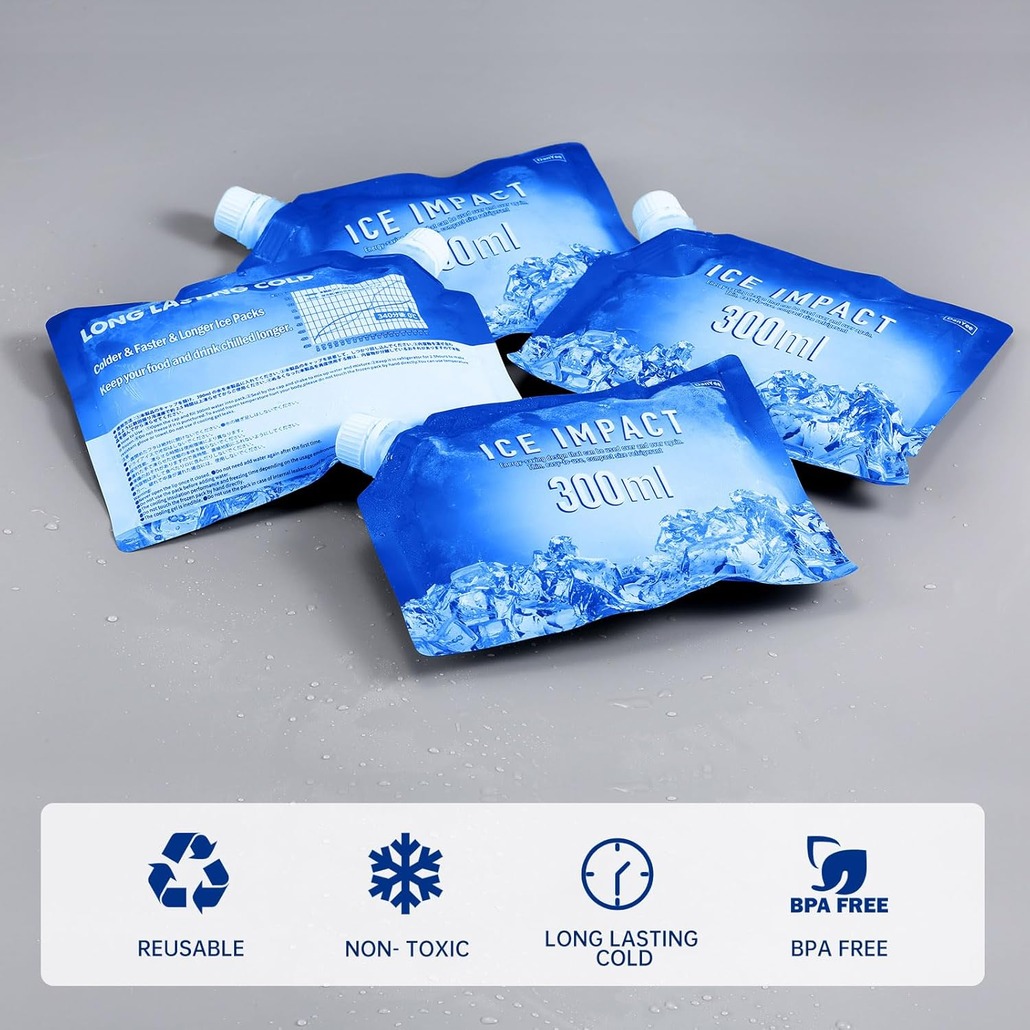 Danyee Ice Packs Ice Bag, Freezes in Approximately 2.5 Hours, Keeps 5.5 Hours below Freezing, Cold Insulation, Long Time, Repeated Use, Soft Type, Water Injection Type, Outdoors, image number 4