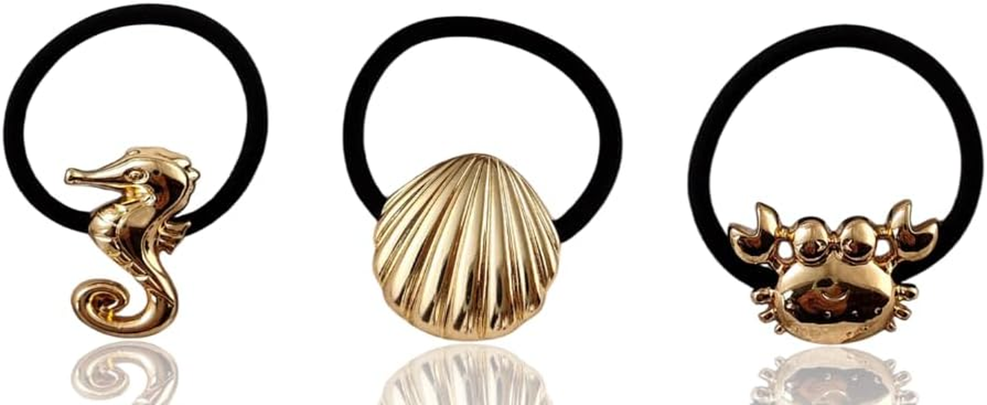 Set of 3 Ladies Gold Plated Metal Hair Scrunchies Hair Accessories for Elegant Hair image number 3