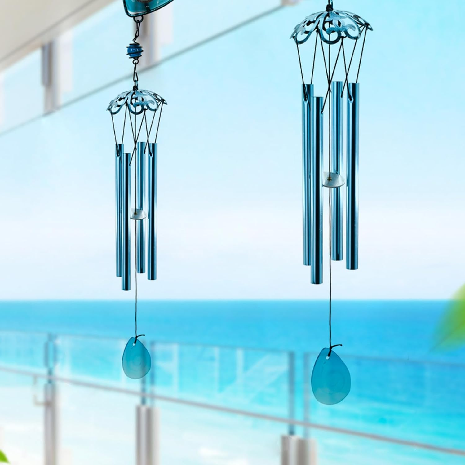 Mrmrkura Angel Wind Chimes for Outside, Metal Wind Chimes with Tubes for Home Garden Decoration Christmas Hanging Ornament Wind Bell Gifts for Mom (Blue)