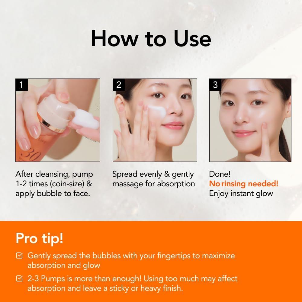 MENOKIN 30 Seconds Quick Bubble Mask [LIFT] - [Collagen] & Niacinamide in Micro-Bubbles for anti Aging, Boost Elasticity, Fine Lines, Korean Glass Skin Care Essential, 52 Uses, 70Ml image number 4