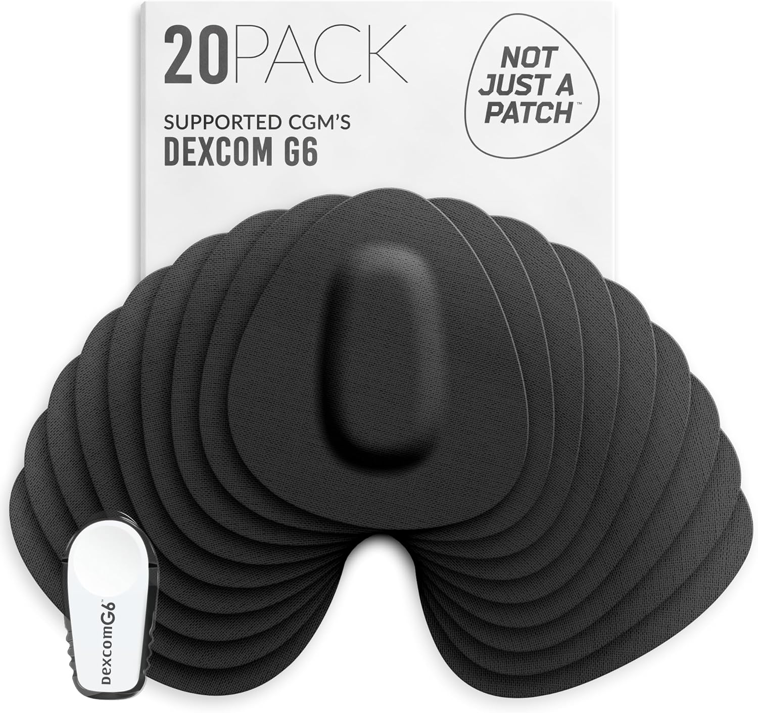 NOT JUST a PATCH CGM Sensor Patches for Dexcom G6 (20 Pack) - Durable Protection for 10-14 Days - Clear Transparent Pre-Cut Dexcom G6 Adhesive Patches