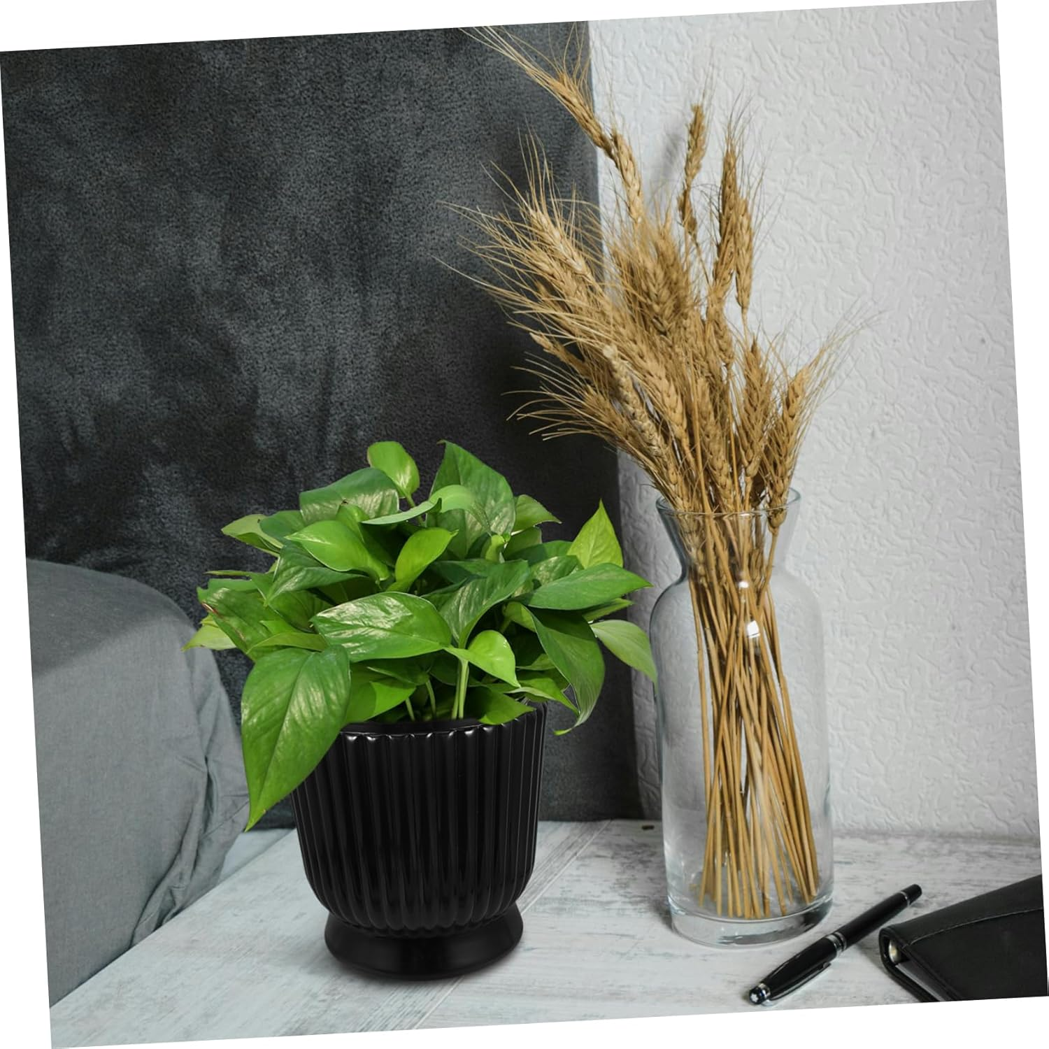 FUNOMOCYA Elegant Glass-Like Hydroponic Planter Self-Watering Planter Box Drainage for Indoor Plants Versatile Pots for Soil Hydroponic Gardening image number 4