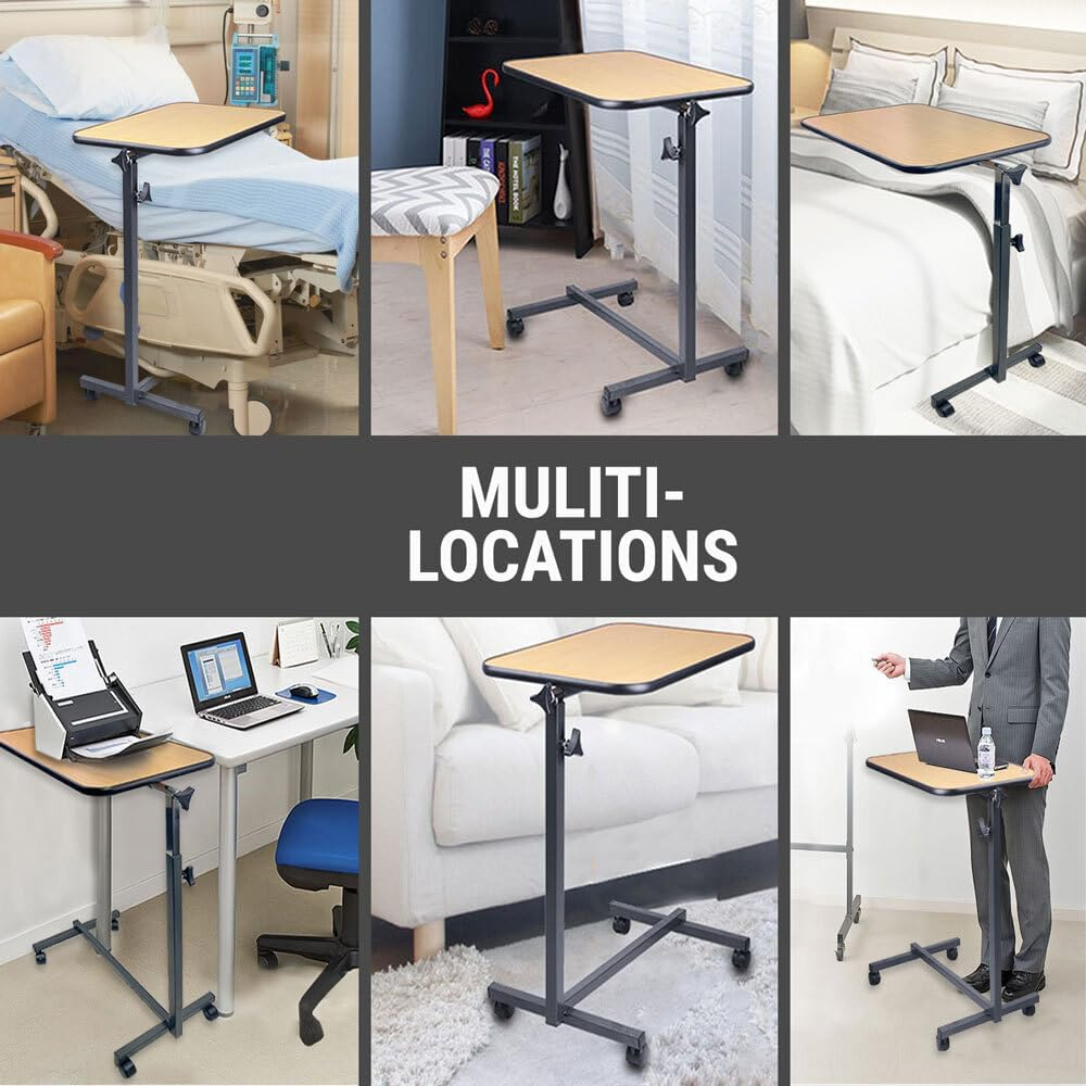 Overbed Table Bedside Mobility Study Medical Hospital Laptop Meal Adjustable Work image number 5