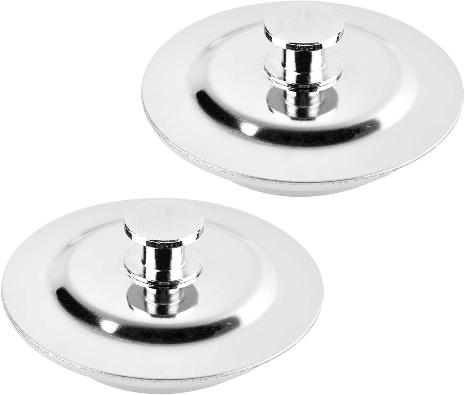 2 Pieces Bath Plug Stainless Steel Push Type Sink Plug Replacement Bath Plug for Bathtub, Kitchen, Vanity, RV Sink Etc with One Handle Easy to Take Out