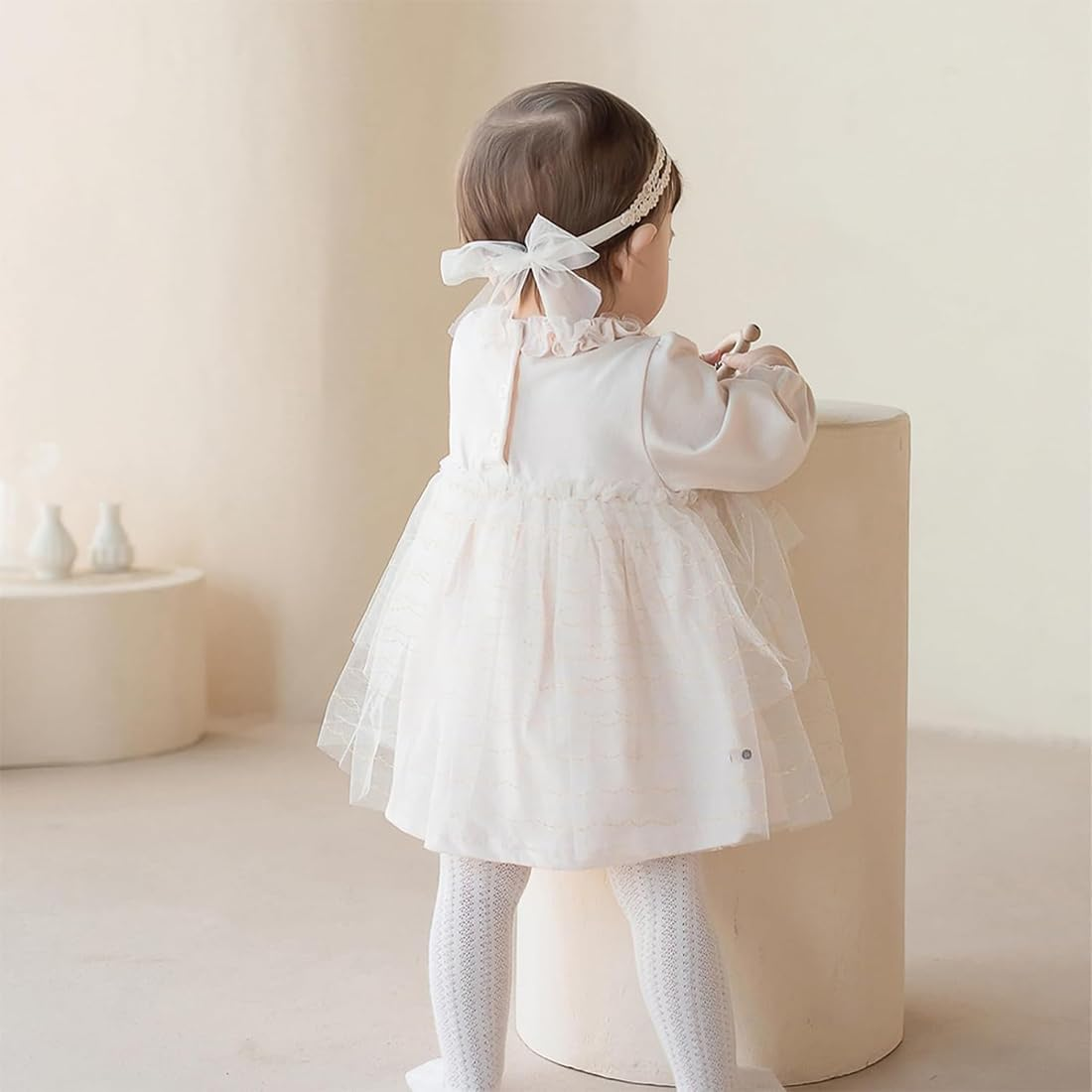 2Pcs Baby Girl Headbands White Stretchy Headband Double Lace Bowknot Hair Band Soft Baby Hairband Nylon Newborn Hair Accessories Baby Gifts for Newborns image number 4