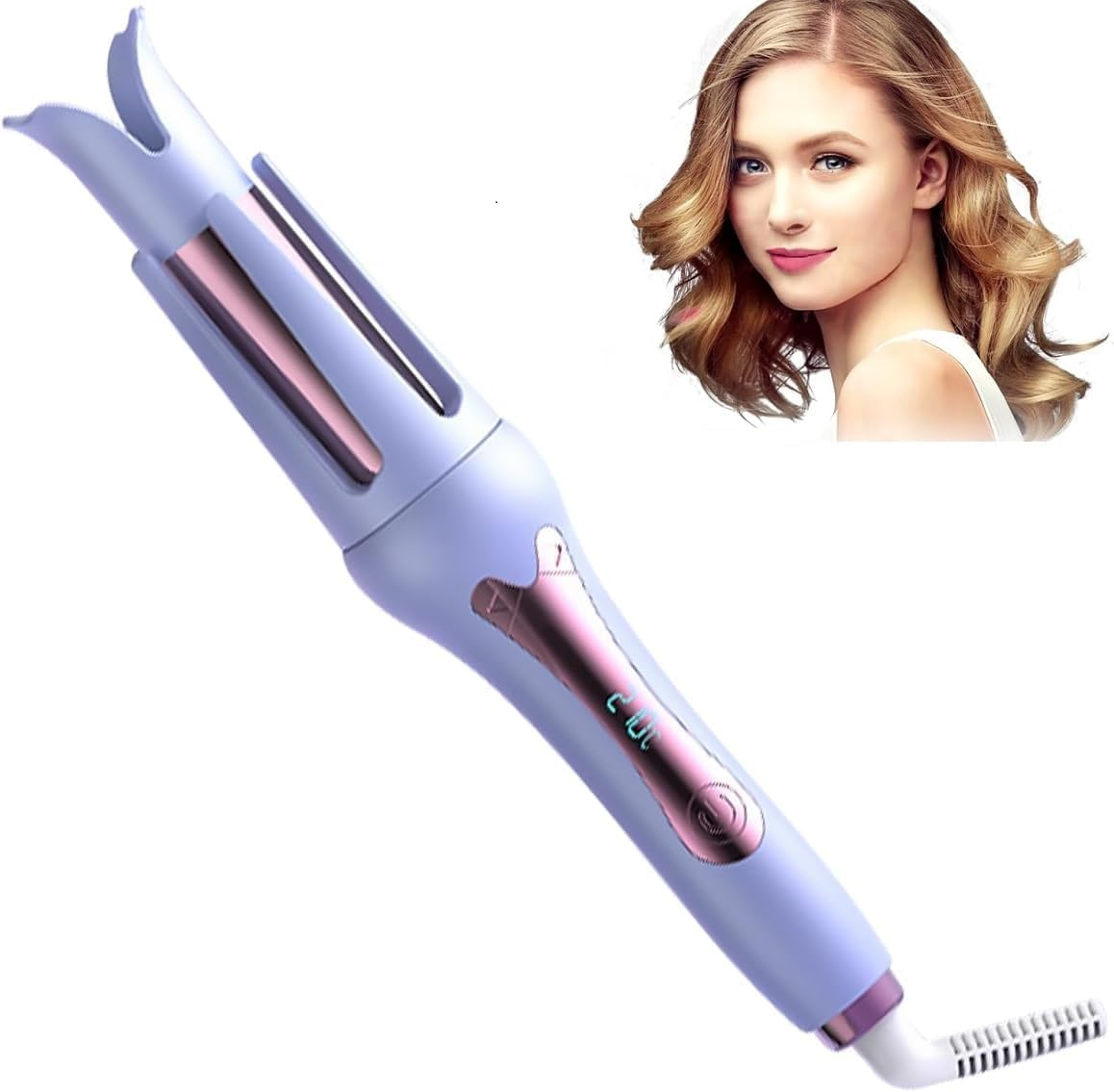 Auto Hair Curler, 32Mm Automatic Curling Iron with 3 Temperature & 3 Timer, Automatic Shut-Off, Anti-Scald, Anti-Tangle Rotating Curling Wand for Hair Styling (Purple) image number 1