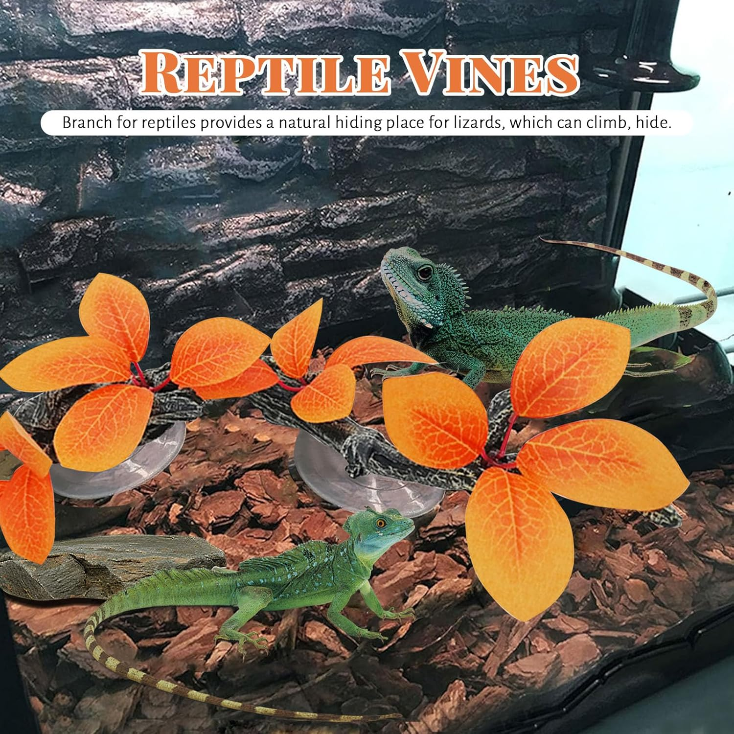 2Pcs Reptile Corner Branch, Reptile Climbing Decor Snake Climbing Branch, Reptiles Tank Accessories Terrarium Decorations Tree Branchs (Red) image number 5