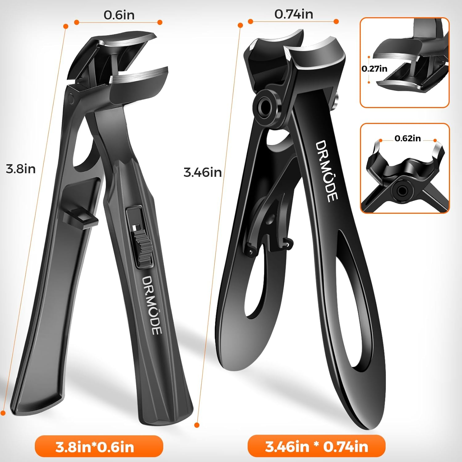 Toenail Clippers for Thick Nails for Seniors, Angled Head Large Toe Nail Clippers with Catcher,Heavy Duty Fingernail Clippers with Wide Opening Nail Cutter Men & Women, Black image number 5