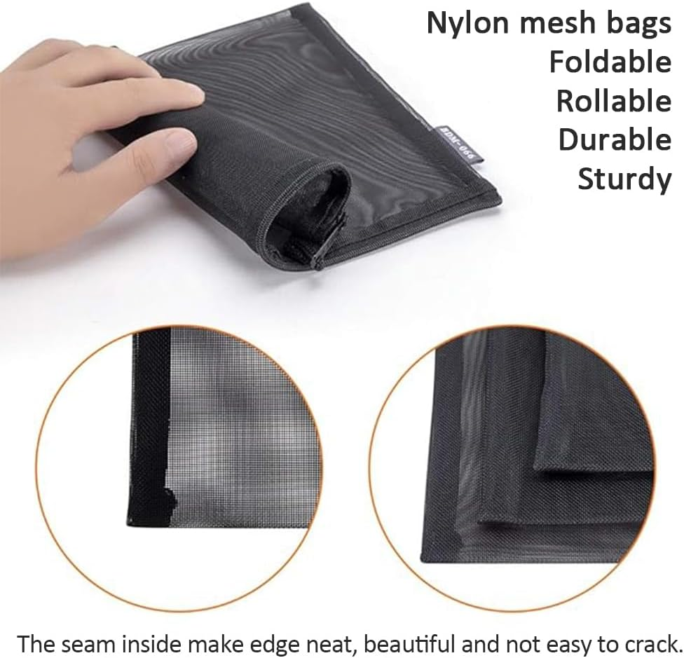 LINKPEACE Nylon Mesh Cosmetic Zipper Bags, 7PCS Black Makeup Pouches Travel Organizer Case for Purse Diaper Bag (A5 X 3Pcs, A6 X 4Pcs) image number 4