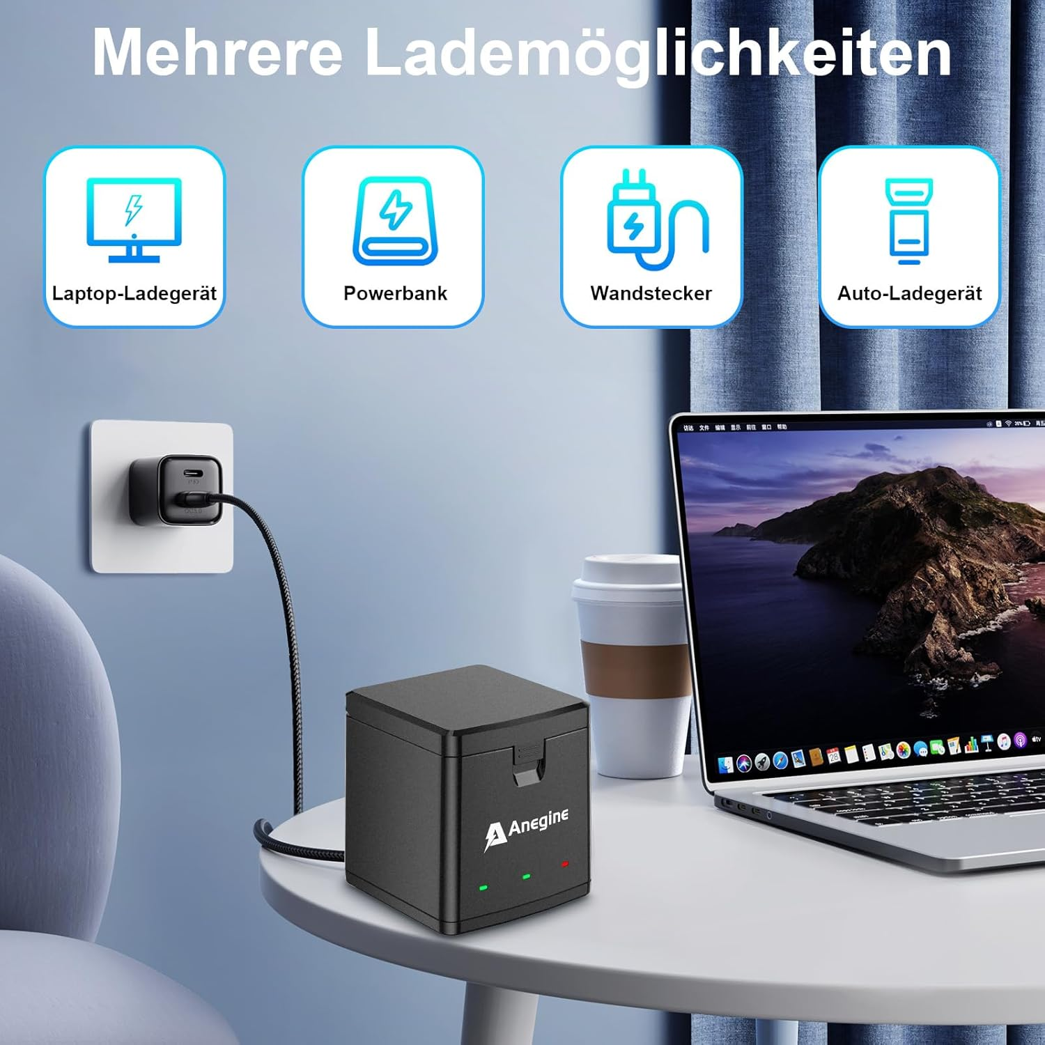 Go Pro Hero 13 Battery 2100Mah and LED 3-Slot Storage Charger for Gopro Hero 13 Black Enduro Rechargeable Battery with Type-C (3-Pack) image number 2