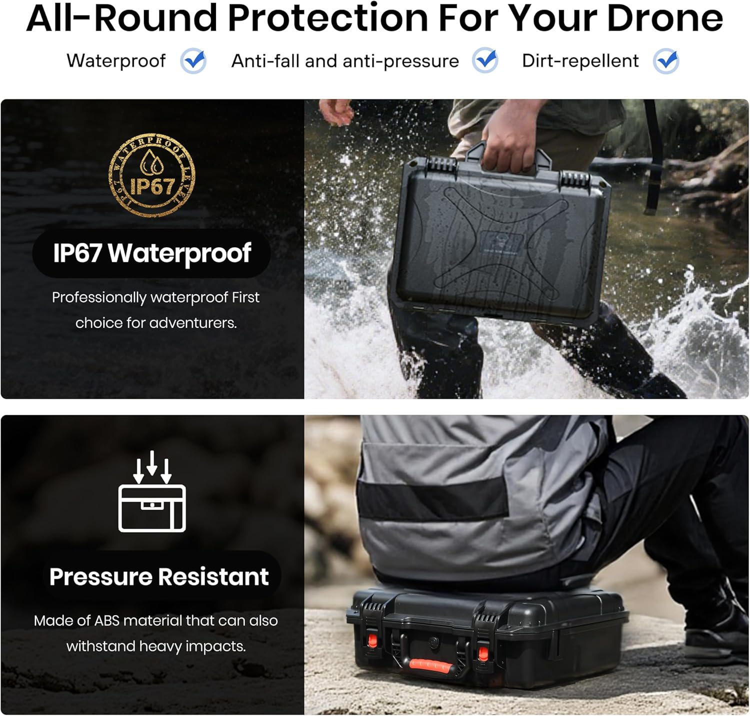 STARTRC Mini 5 Pro Case, Waterproof Hard Carry Case for DJI Mini 5 Pro Fly More Combo Accessories for DJI RC 2/RC-N3 Controller,7 Battery&Charger Hub[Case ONLY] image number 2