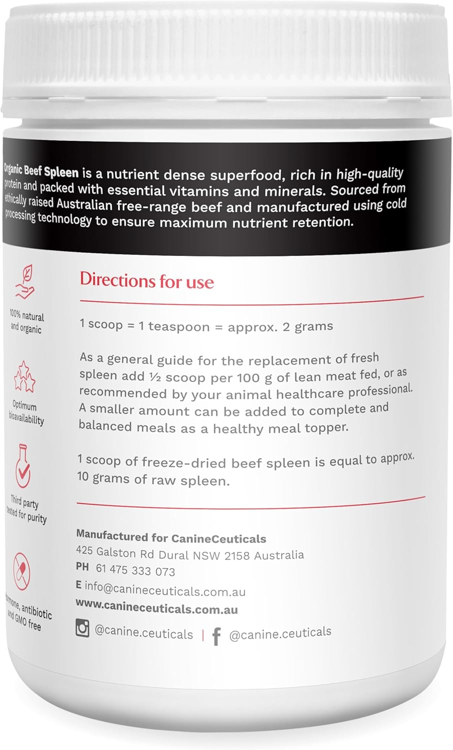 Organic Beef Spleen for Dogs - Immune & Energy Support - Rich in Heme Iron, B12 & Peptides - Boost Vitality, Cognition & Skin Health - Powerful & Natural Superfood image number 1