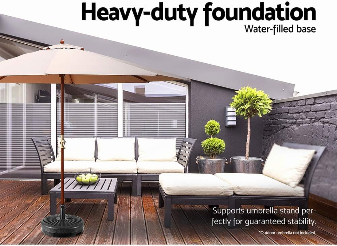 Instahut Outdoor Umbrella Base Black Pod Pole Stand Holder, Garden Beach Patio Offset Sun Home, 23Kg Capacity Filled with Sand or Water 51X12Cm image number 1