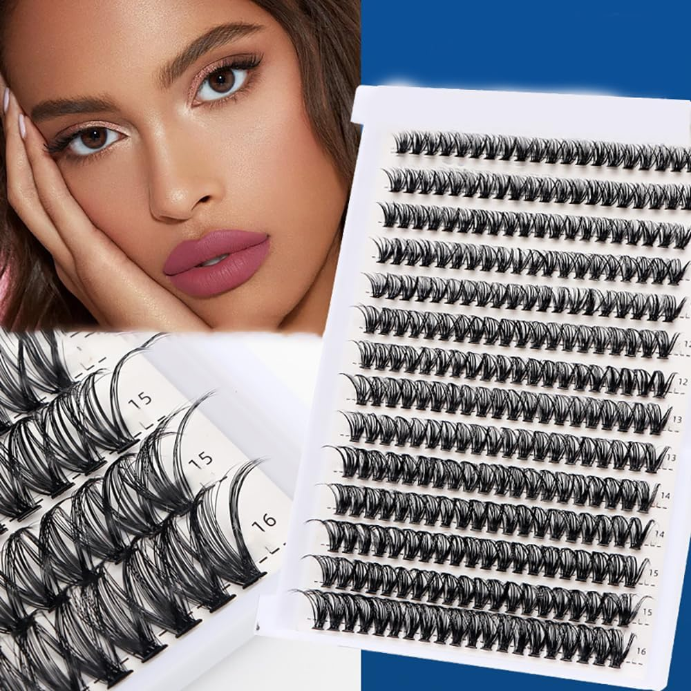 DIY Lash Extension Kit Lash Clusters Eyelash Extension Kit, 9-16Mm Mix Curl Individual Lashes Kit with Lash Bond and Seal Lash Tweezers for Self Use(9-16 MIX KIT) image number 1