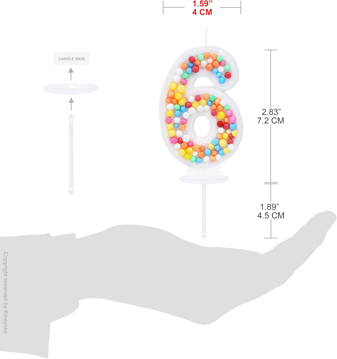 Kinsynko 6 Birthday Candle Colorful Number 6 Candle for Birthday Cake Girl Princess Women 6Th Birthday Wedding Anniversary Rainbow Party Cake Decoration