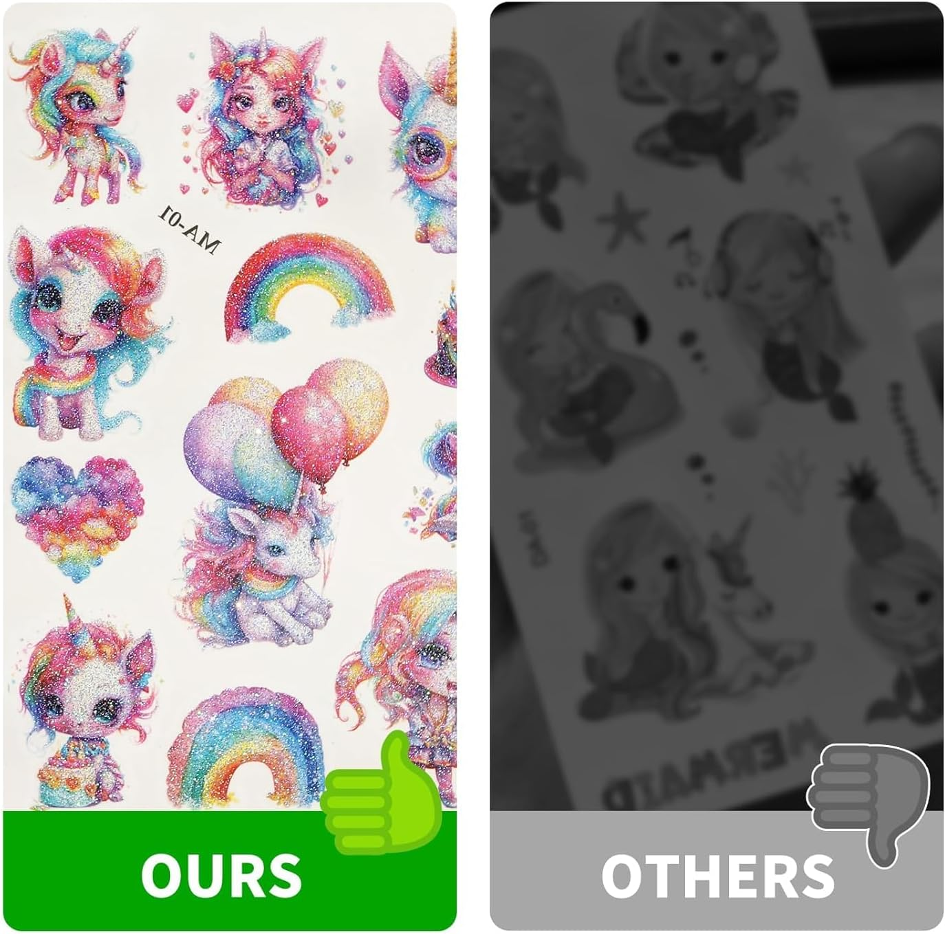 BUYUP Temporary Tattoo Kids,145Pcs Glitter Styles Unicorn Temporary Tattoos - Perfect for Unicorn Birthday Party Decorations, Favors, Supplies, Gifts Goodie Bag Fillers, 12 Sheets image number 3