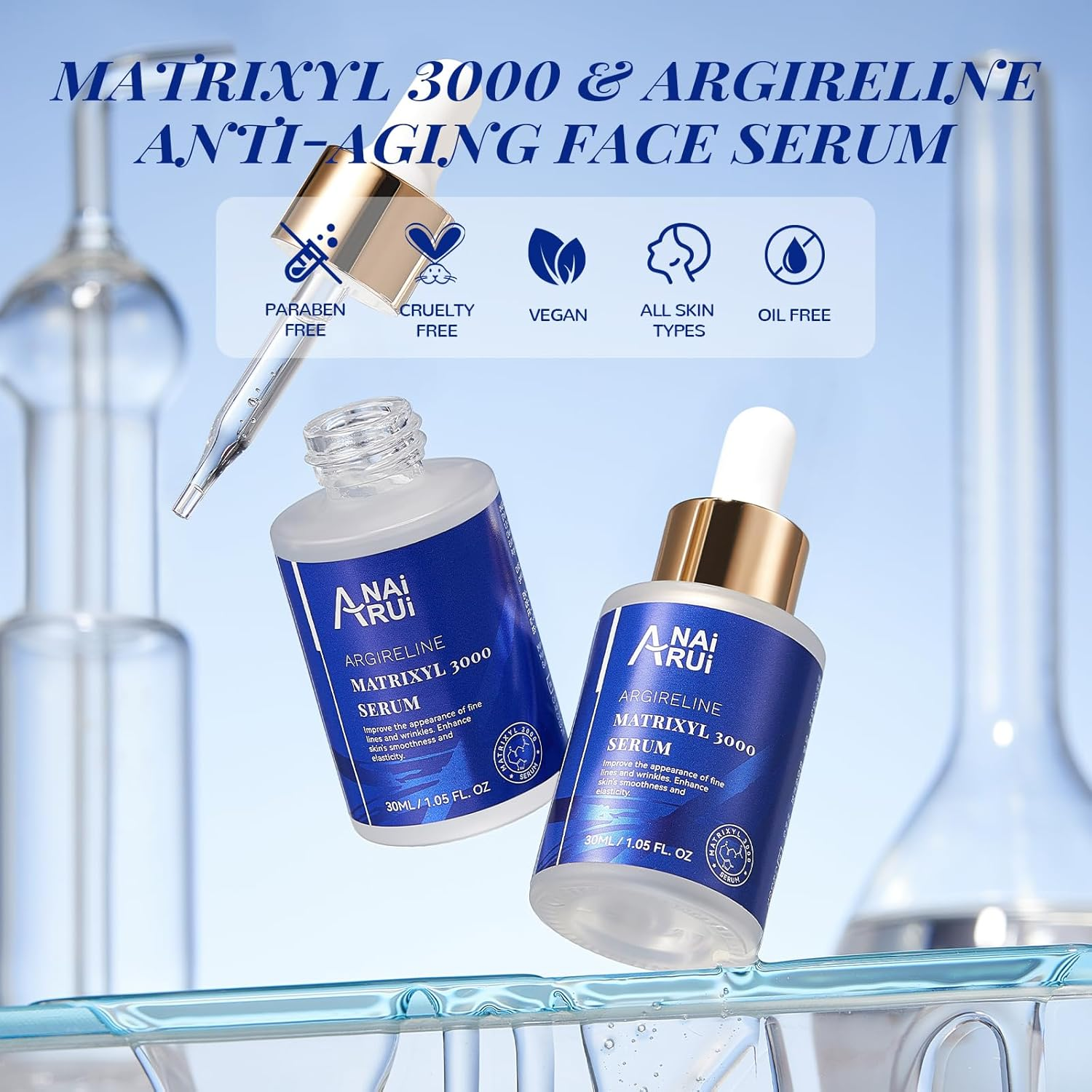 ANAI RUI Matrixyl 3000 + Argireline Serum with Hyaluronic Acid - Reduce Fine Line - Facial Skin Serum 1.05 Fl.Oz image number 1