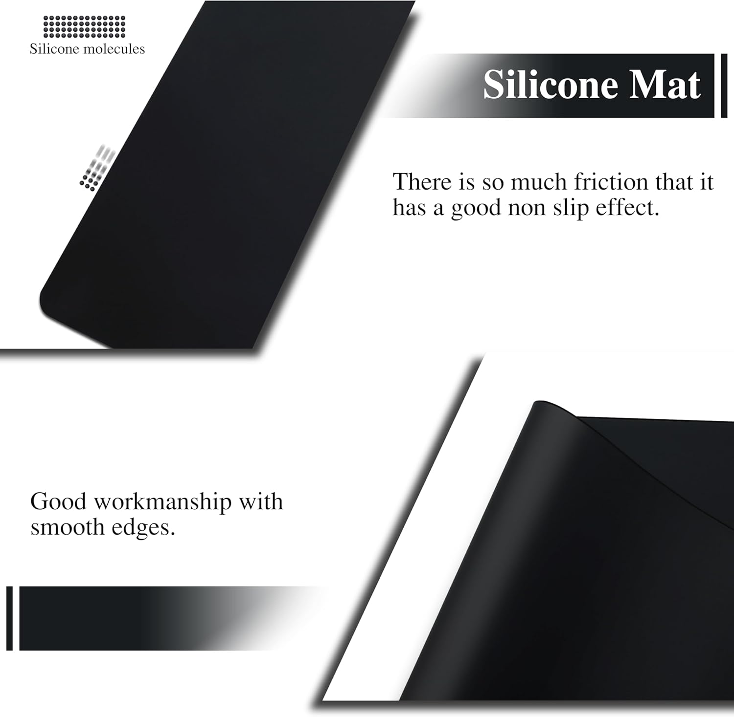 Large Silicone Mats, 2Pcs 65 X 45Cm Black Silicone Craft Mat, Silicone Mats for Kitchen Counter, Paiting, Jewelry,Heat Resistant image number 3