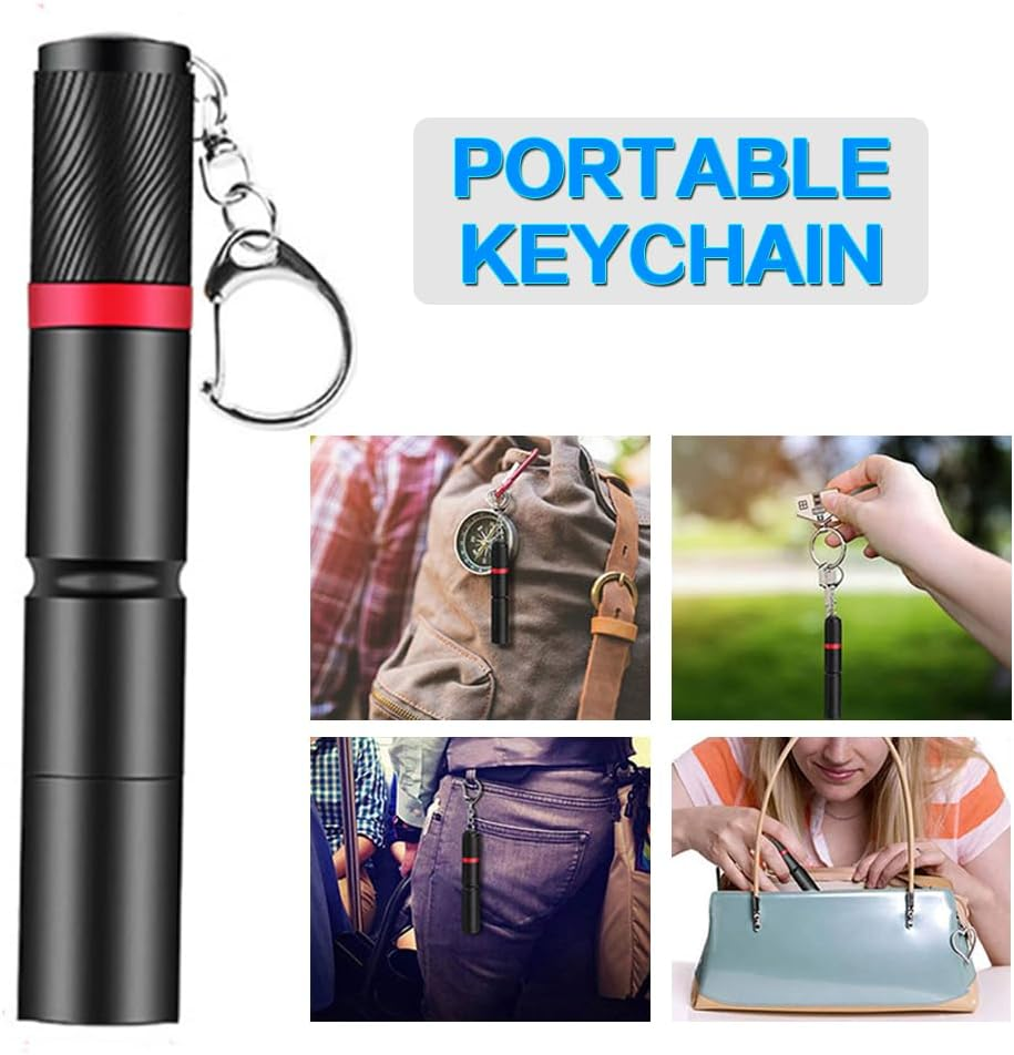 MODOAO Mini LED Keychain Flashlight, 2 Pack Pocket Size Torch with 3 Light Modes, Waterproof Ultra Bright Portable Key Chain Small Flash Light for Hiking, Camping, Hunting, Fishing image number 5
