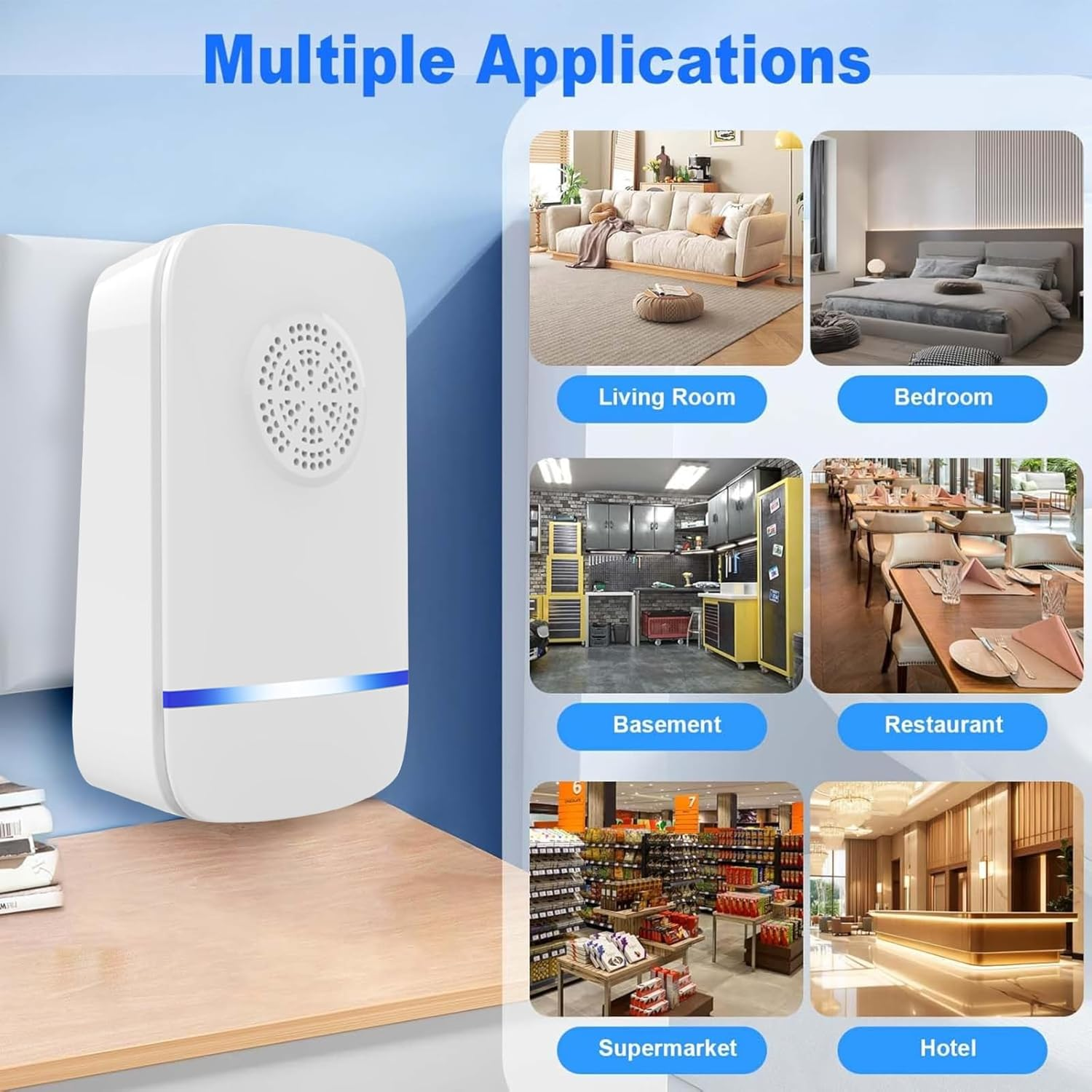 6 Packs Ultrasonic Pest Control Repeller, Electronic Pest Repellent Plug in Indoor for Insect Roaches Spider Ant Bug Rat Rodent Mouse Repellent for House Kitchen Garage Warehouse