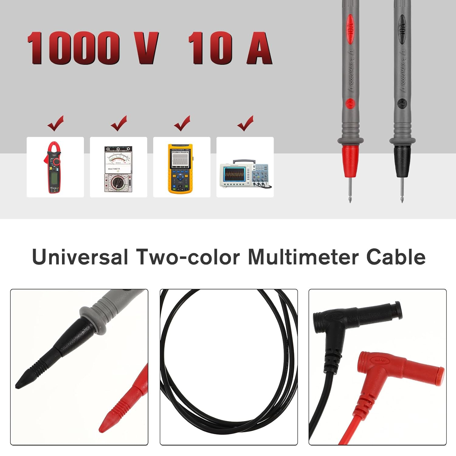 OATIPHO Multimeter Lead Probe Cables - 1000V High Voltage Test Leads with Banana Plug and Alligator Clips for Electrical Testing - 105Cm Long image number 3