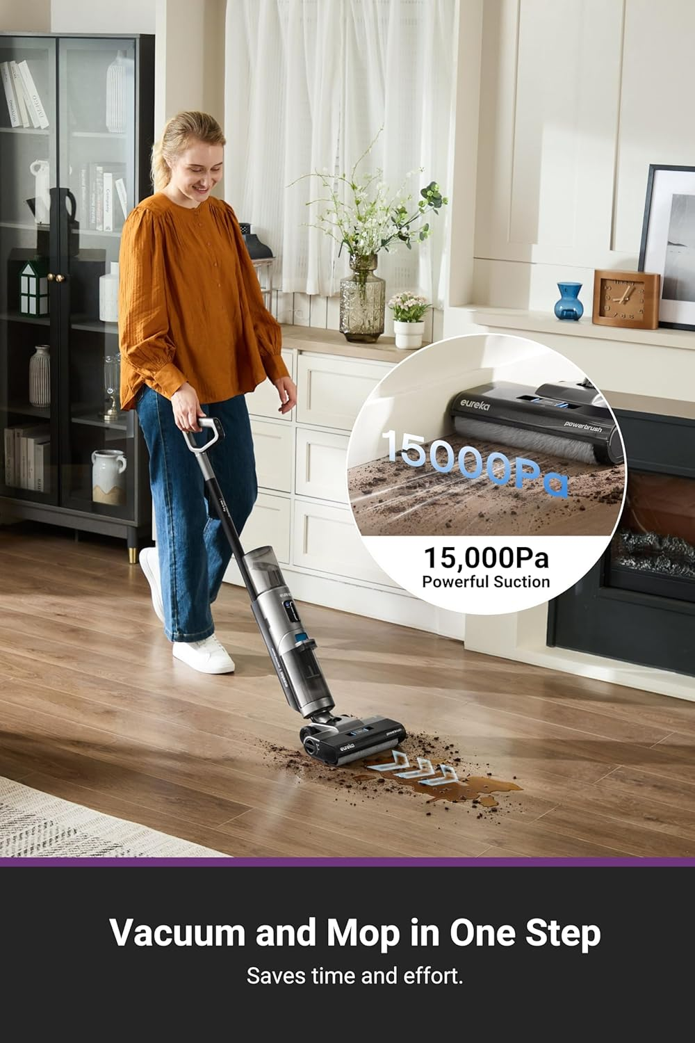 EUREKA Rapidwash NEW430BL Cordless Wet Dry Vacuum Cleaner, Smart Floor Washer with Self Cleaning, Air Drying, Edge Clean, LED Display, Powerful Suction, Tangle-Free Design, Long Runtime image number 1