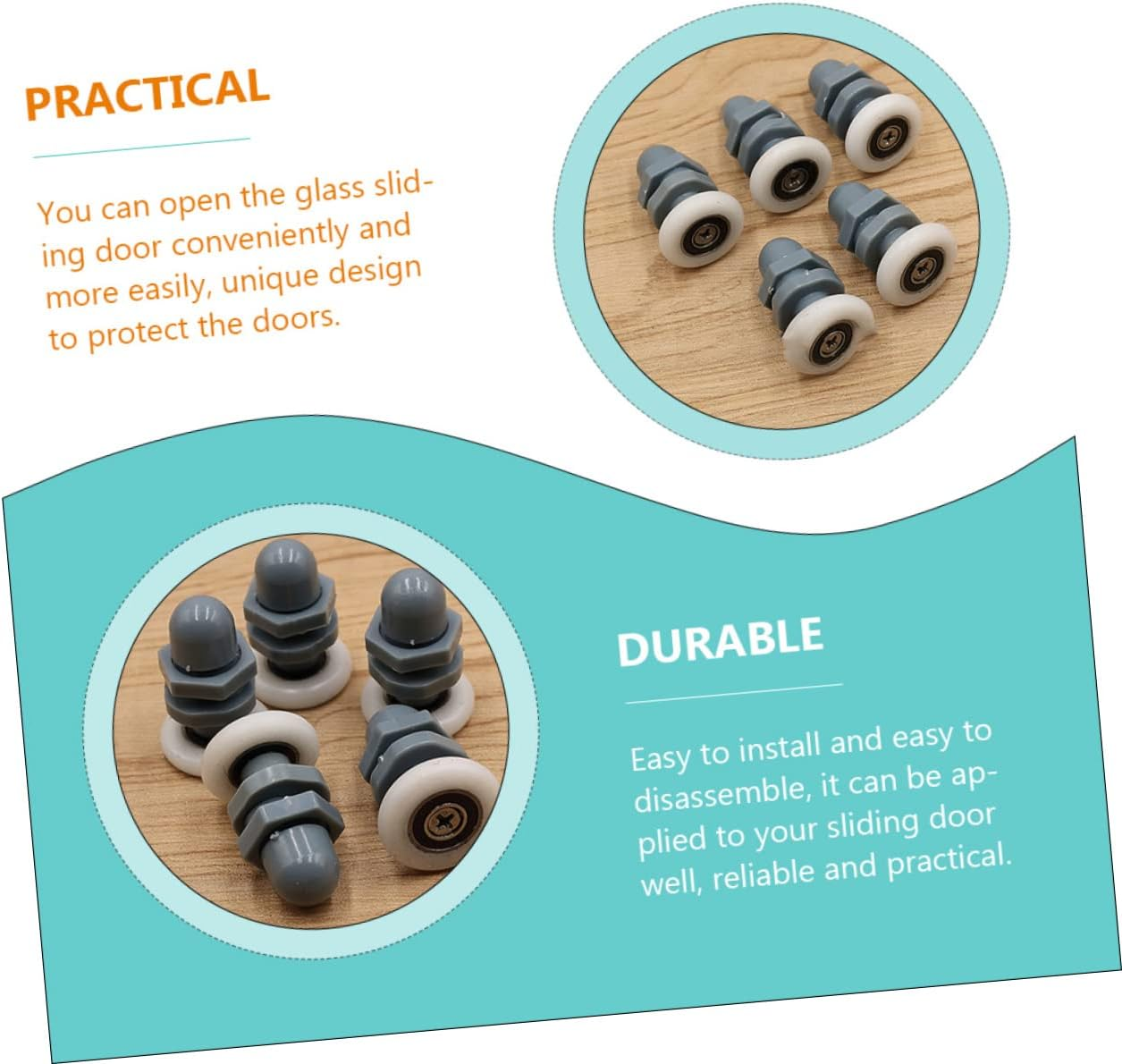 WHAMVOX 25Mm Arc Glass Shower Door Sliding Roller Wheels 12Pcs Sturdy Door Pulley System for Easy Installation in Bathrooms image number 6