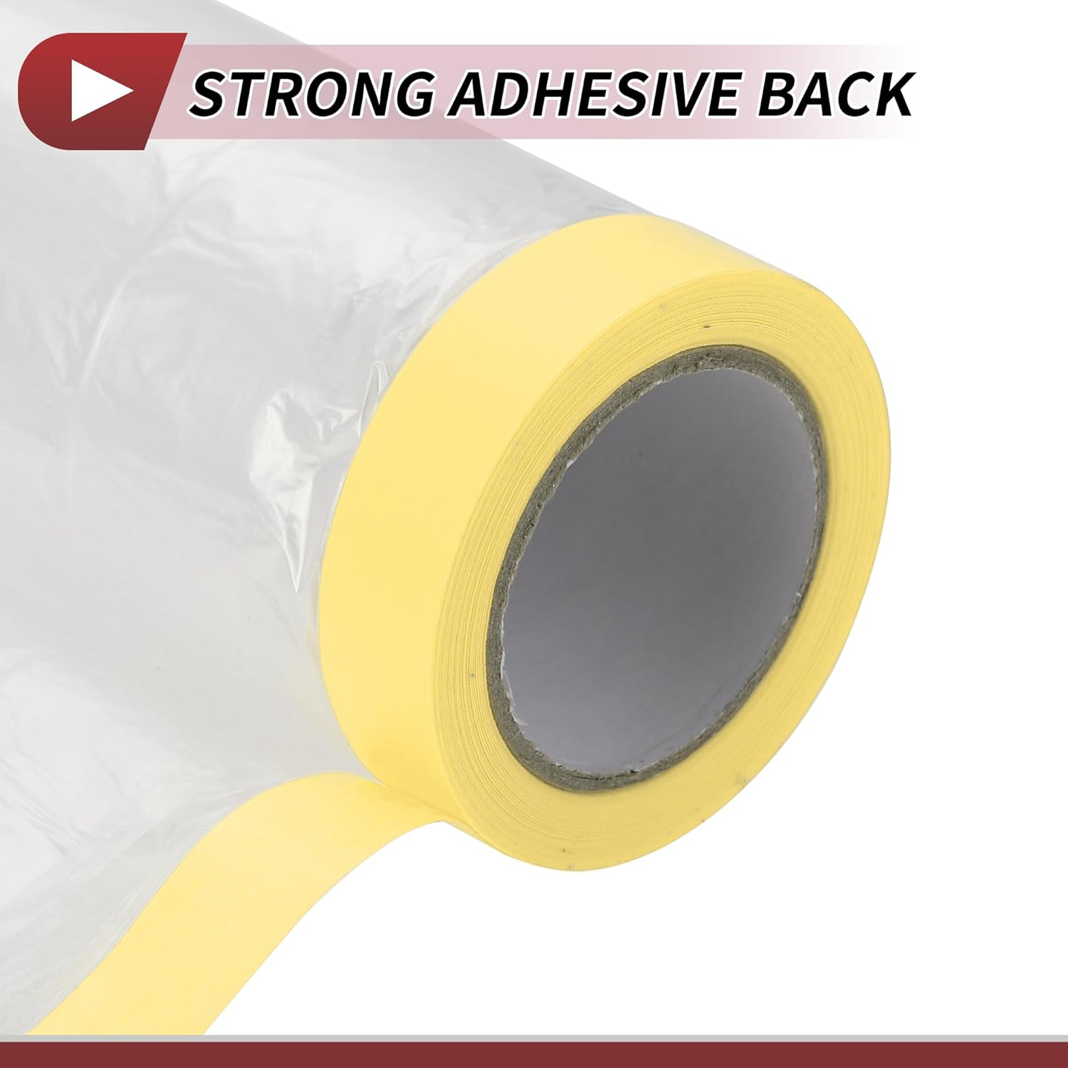 X AUTOHAUX 1 Pcs for Wall Covering Frames Cars Auto Body Paint Supplies Pre-Taped Masking Film Plastic Cover 1000X180Cm / 32.81Ftx70.87" Light Yellow White image number 4