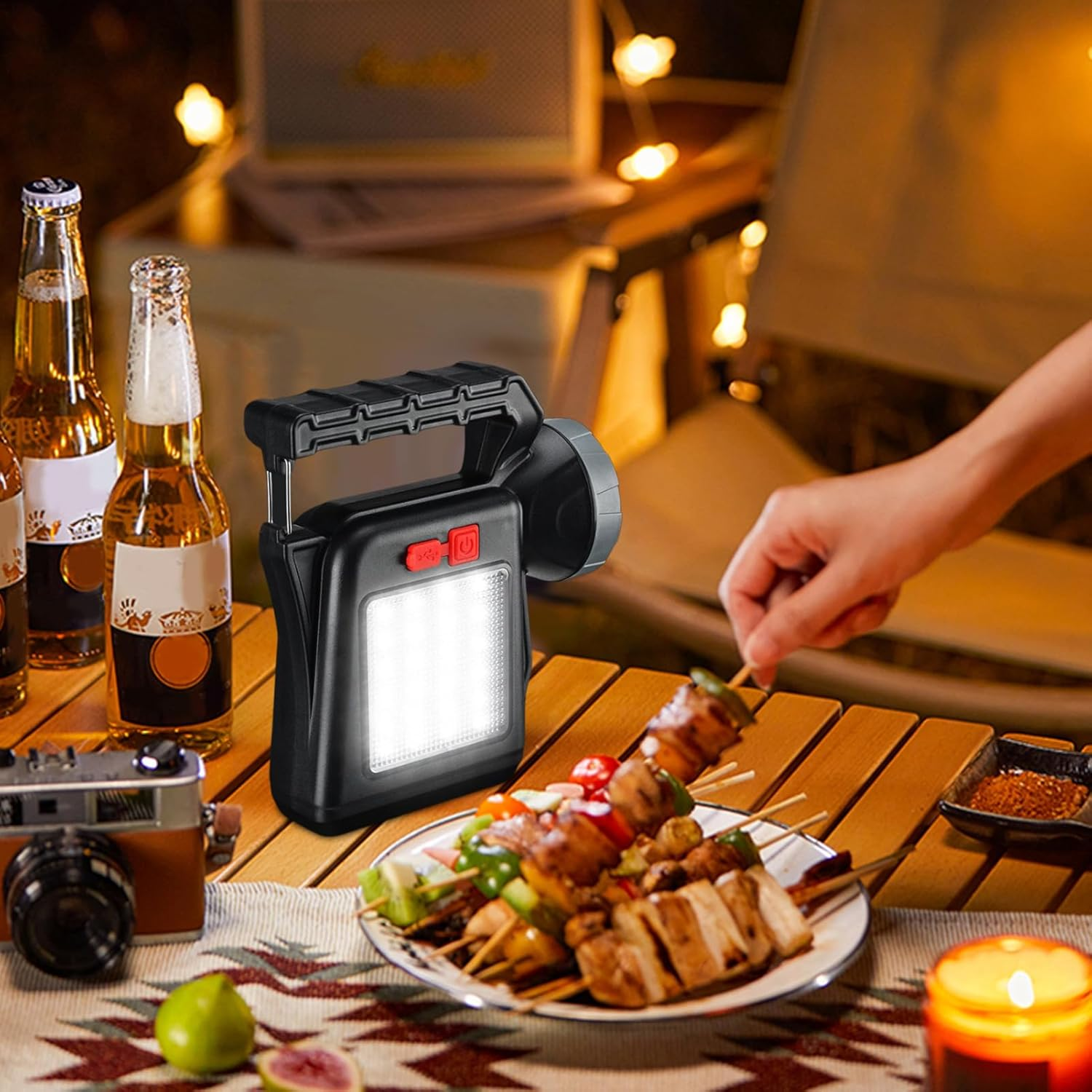 Solar Flashlight Rechargeable, Travel Flashlight Torch, Rechargeable Handheld Torch for Hiking Fishing Tent, Compact Outdoor Lighting Tool image number 5