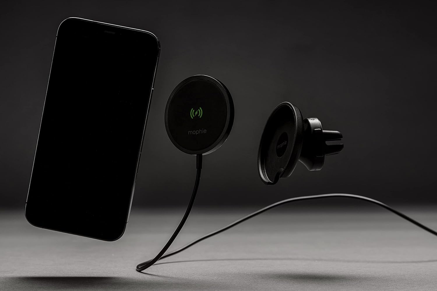 Mophie Wireless Charging Air Vent Car Mount, Black image number 5