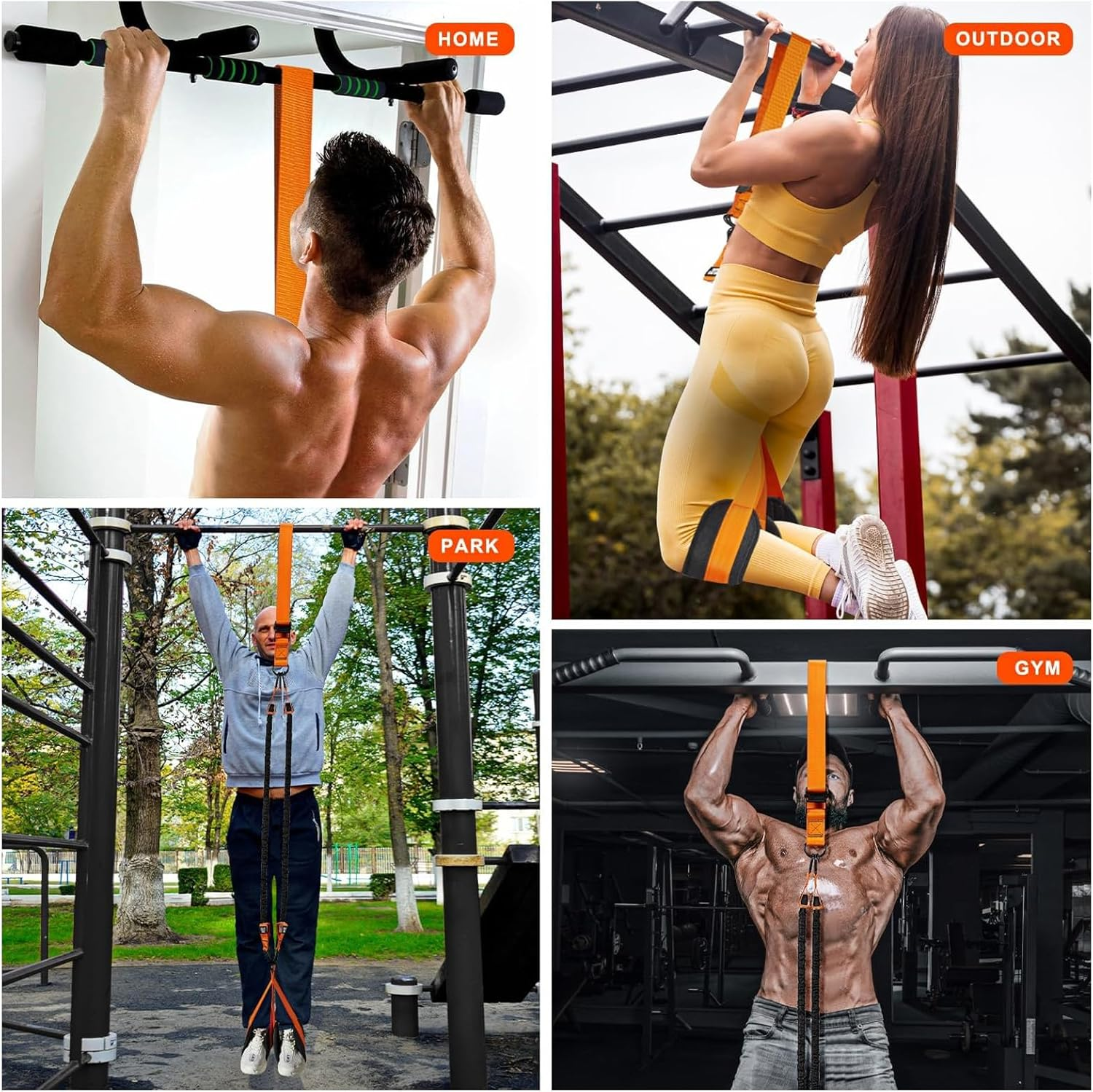 Pull up Assistance Bands, Adjustable Heavy-Duty Resistance Bands with Fabric Feet/Knee Rest, for Home Gym, Strength Training & Pull-Up Workouts image number 2