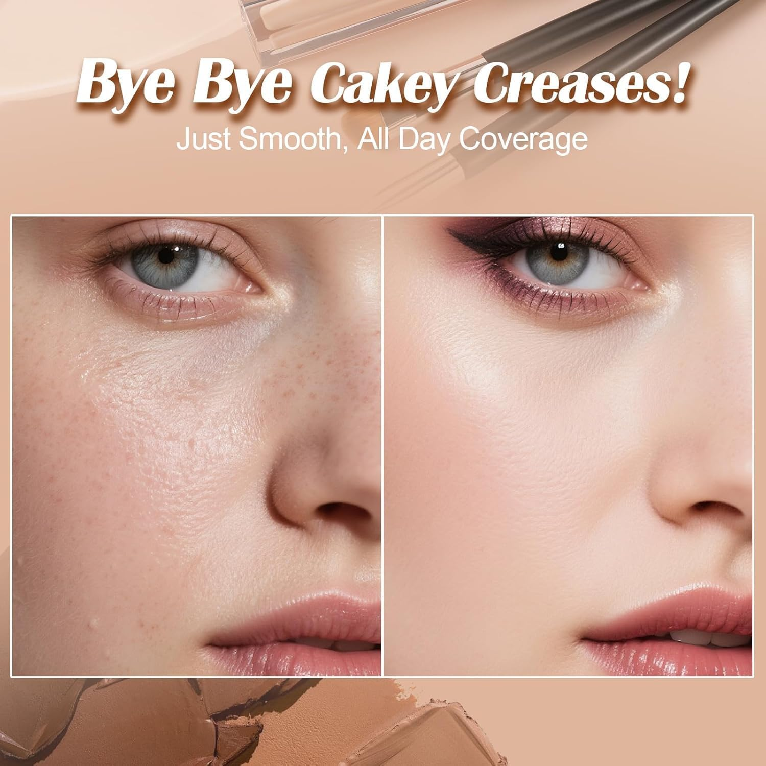 Concealer Brush under Eye, Small Triangle Brushes for Precise Coverage Dark Circles Blemishes Acne, Easy Blending for Concealer Contour, Cream/Liquid Makeup Brush image number 5