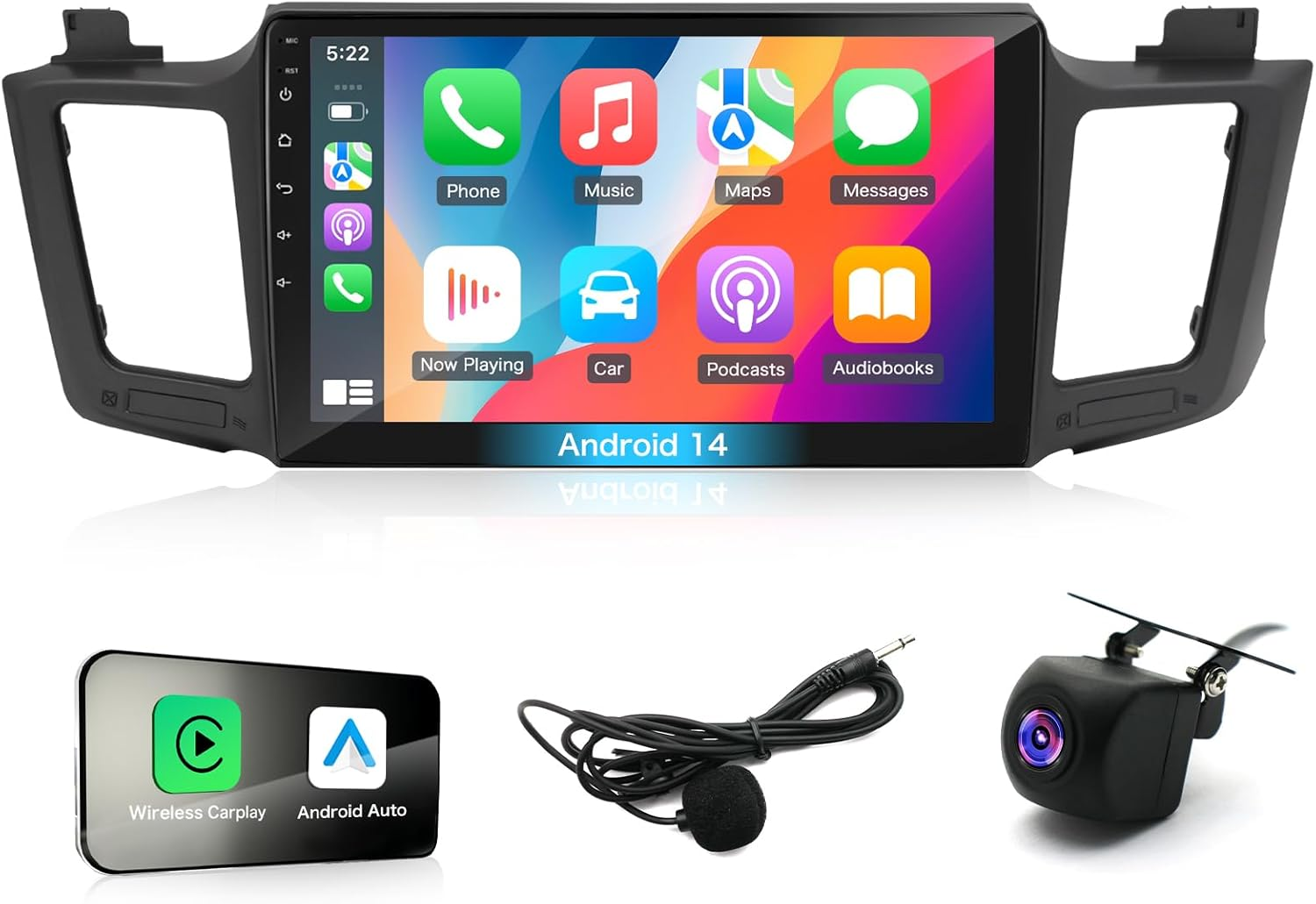 4+64G Android 14 Car Stereo Radio for Toyota Rav4 2013-2018 with Wireless Carplay Android Auto, 10&lsquo;&rsquo; IPS HD Touch Screen Toyota Rav4 Radio with Bluetooth/Wifi/Gps/Backup Camera//Swc/Fm/Mirror Link image number 5
