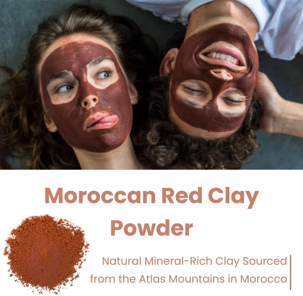 Moroccan Red Clay Mask Powder - Moroccan Lava Clay for Face Masks Powder, Body Wrap, Hair Mask, Soap Making, Spa Treatment - Facial & Body Clay for Men & Women image number 5