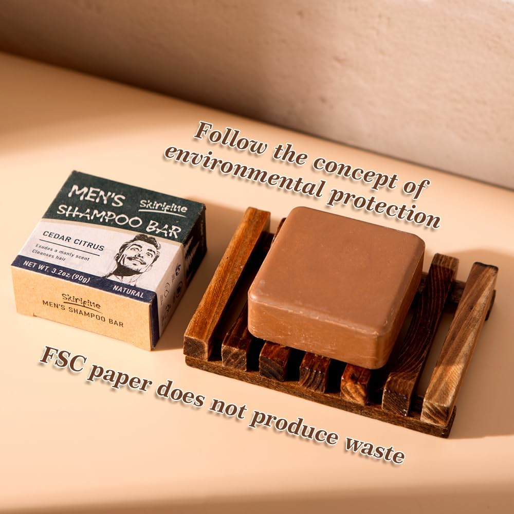 Shampoo Bar for Men - Experience a Distinctive Elegant Aroma, Quick Lather & Easy Rinse, Cedar Citrus Scent Natural Men Shampoo Soap Bar, Ldeal for Travel - 3.2Oz image number 5