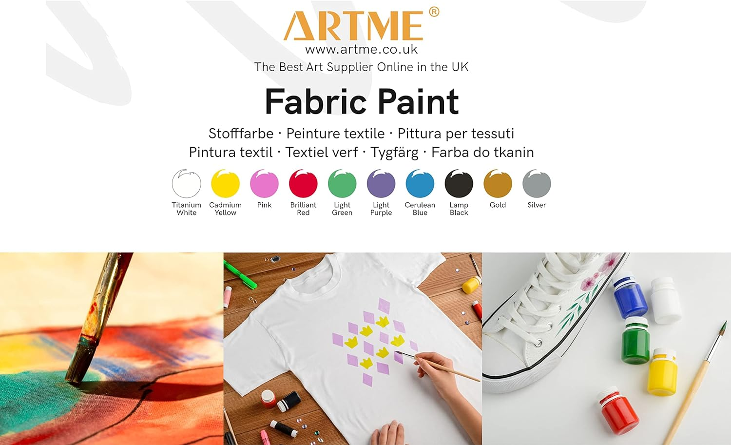 Artme Fabric Paint Set 10 Colours 20Ml X10 - Wash-Safe - 10 Pcs image number 2