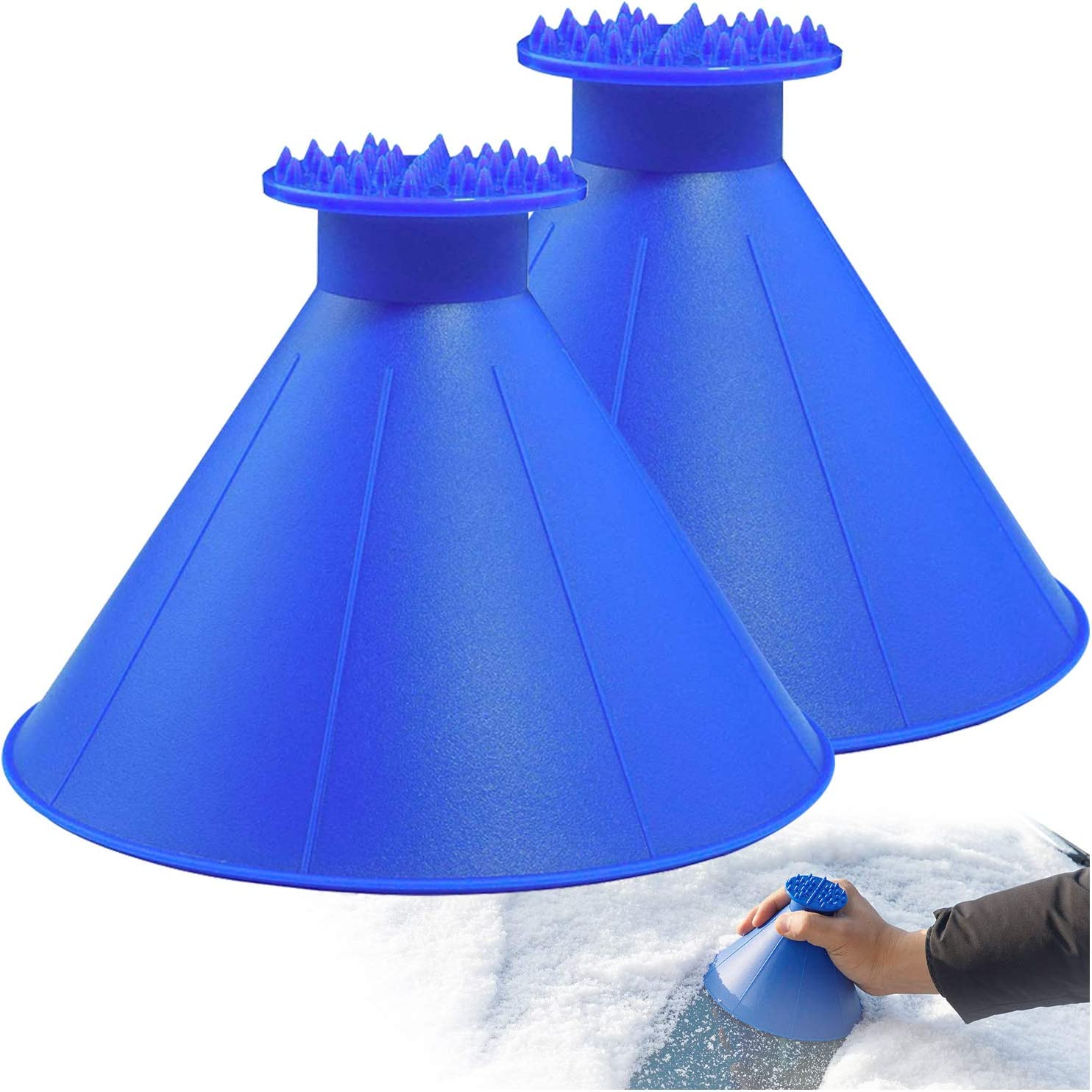 Magical Ice Scrapers for Car Windshield - 4 Pack round Ice Scraper with Funnel, Professional Snow Removal Shovel Tool, 4 Color