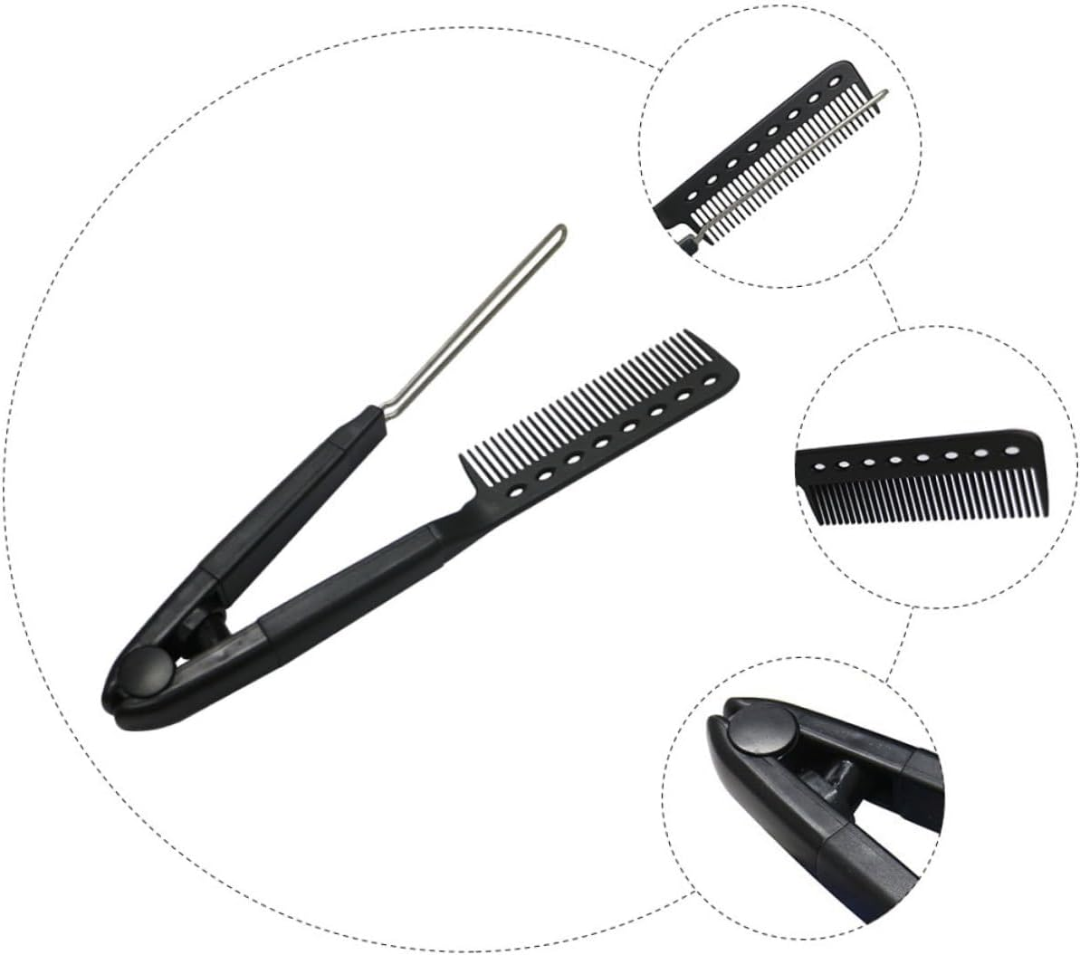 SOESFOUFU 2Pcs Professional Hair Straightener Brush Shape Hair Straightening Tool Skin-Friendly Prevent Family Travel Outdoor image number 3