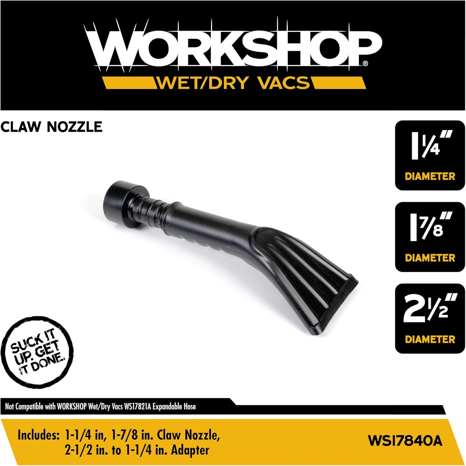 WORKSHOP Wet/Dry Vacs Vacuum Accessories WS17840A Claw Nozzle Wet/Dry Shop Vacuum Attachment for Wet Dry Vacuum Cleaners, Fits Most 1-1/4-Inch, 1-7/8-Inch, and 2-1/2-Inch Shop Vacuum Hoses and Wands image number 6