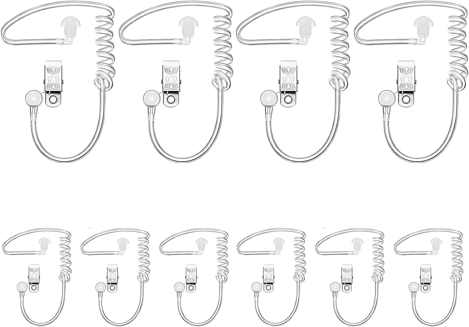 20-Pack Replacement Acoustic Coil Tube Walkie Talkie Earpieces for Baofeng Motorola Kenwood Retevis Midland Two Way Radios Headset Secret Spy Game Earpiece