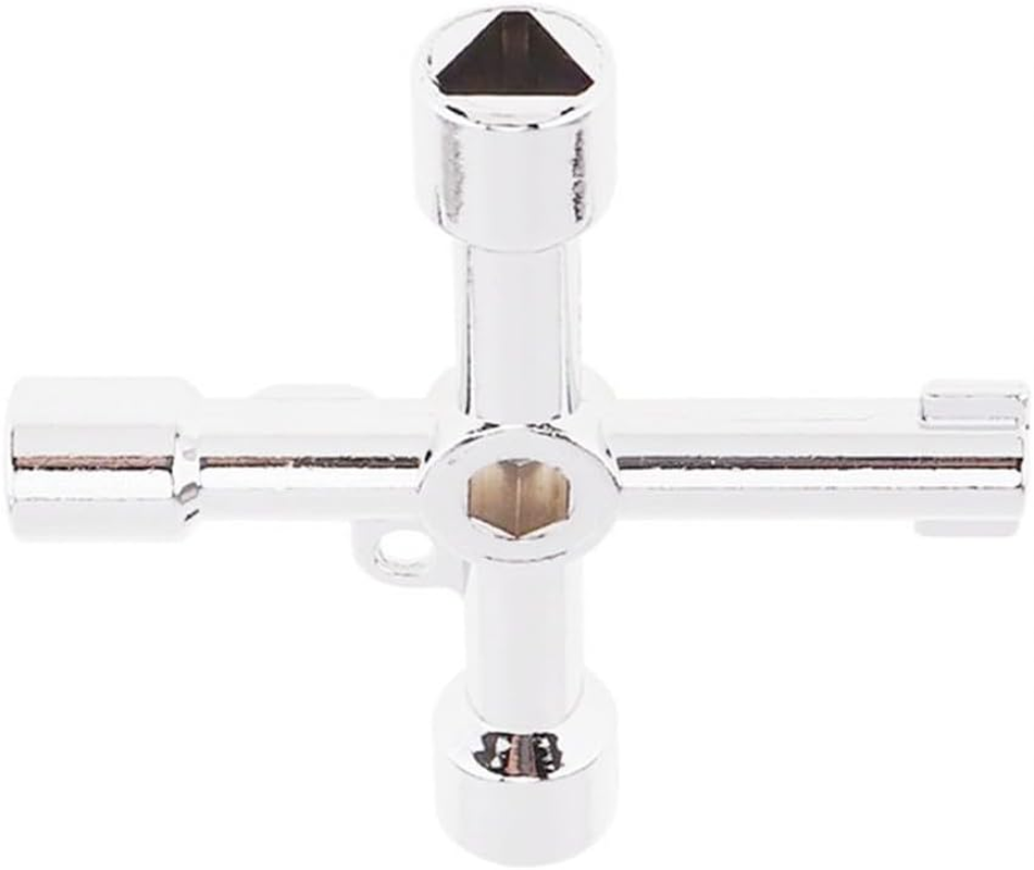 3 Pack 4-Way Multi-Functional Universal Cross Key,Plumbing Key Wrench,Electric Cabinet Keys，Gas Meter Keys,Electricians Valve Tools (Silver)
