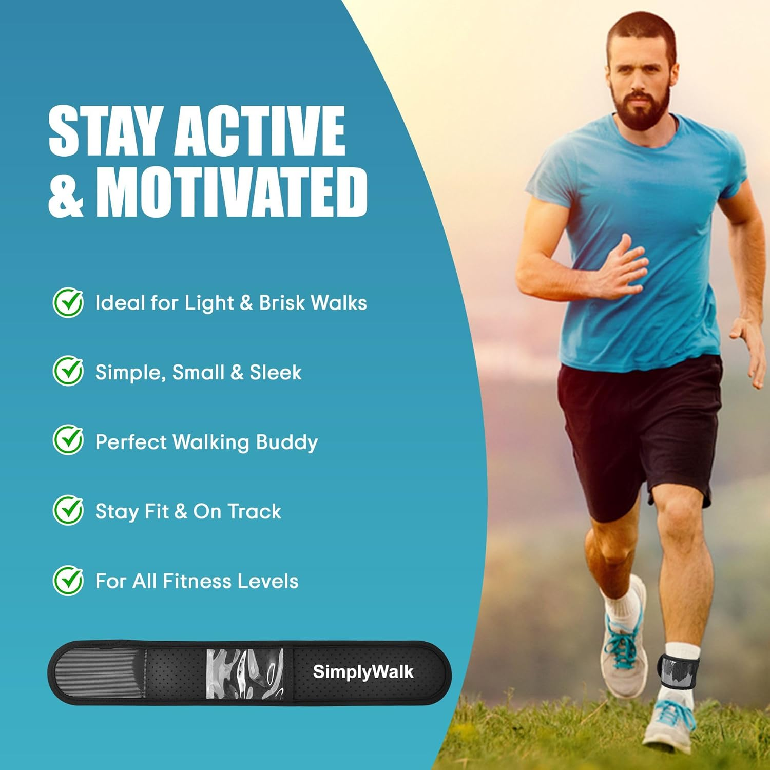 Adjustable Ankle Band for Fitness Pedometer, Soft Wear Ankle Band with Transparent Pouch for Step Counter (Steps Tracker Not Included) image number 1