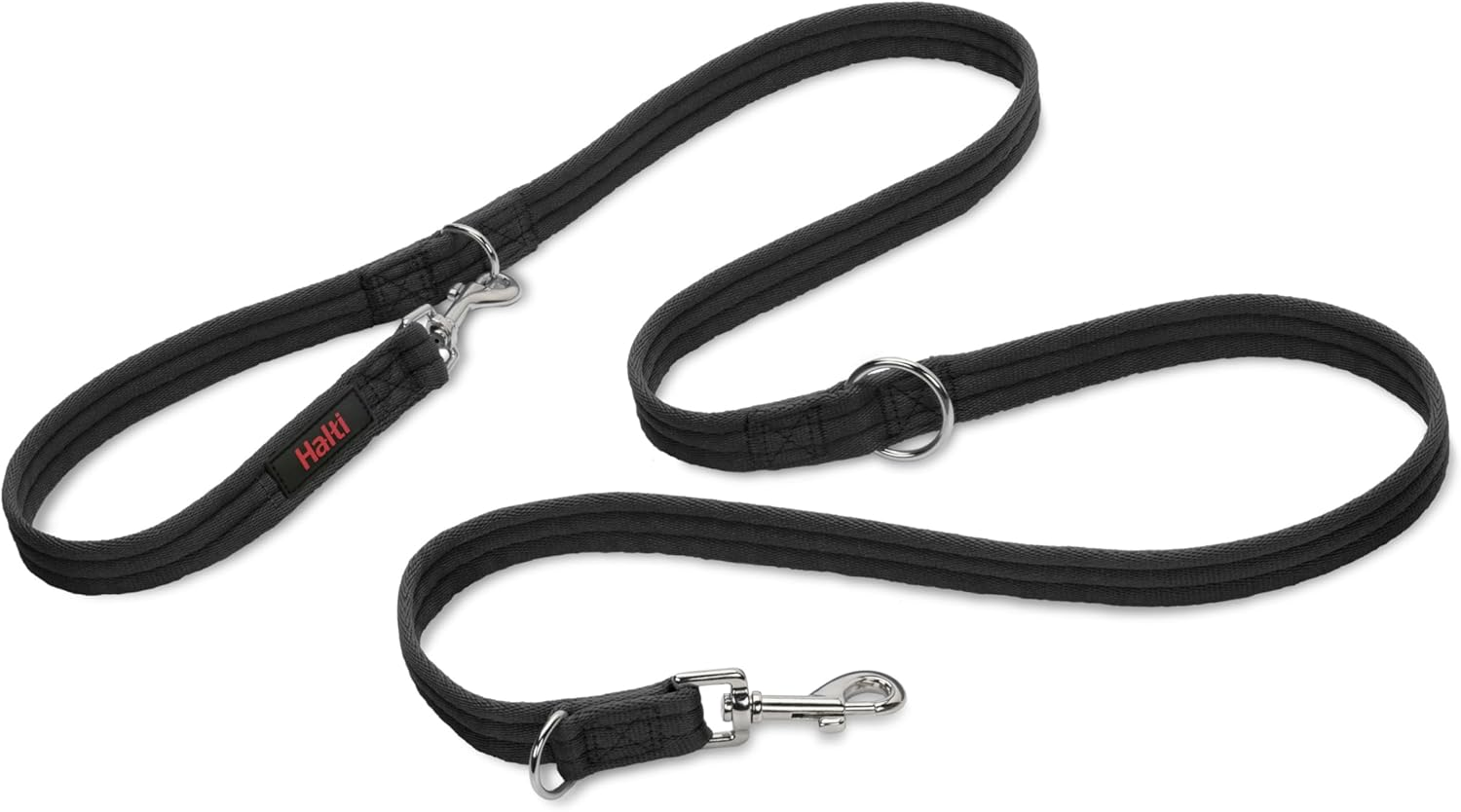HALTI Double Lead - Multifunctional Dog Lead for Training and Walking Your Dog. Lightweight and Neoprene Padded. Suitable for Puppies (Size Small, Walnut Brown, 2M)