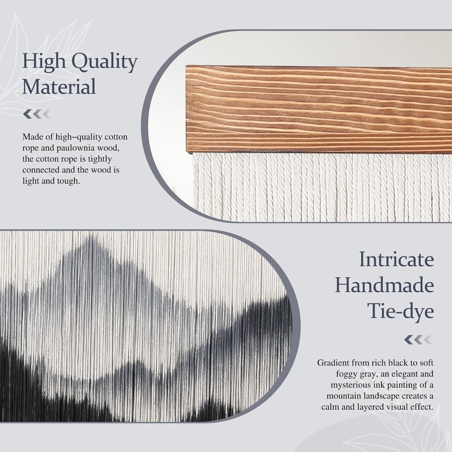 BECHAEO Boho Macrame Wall Hanging Decor Large Tie Dye Mountain Landscape Art Aesthetic Tapestry for Bedroom Living Dining Room image number 3