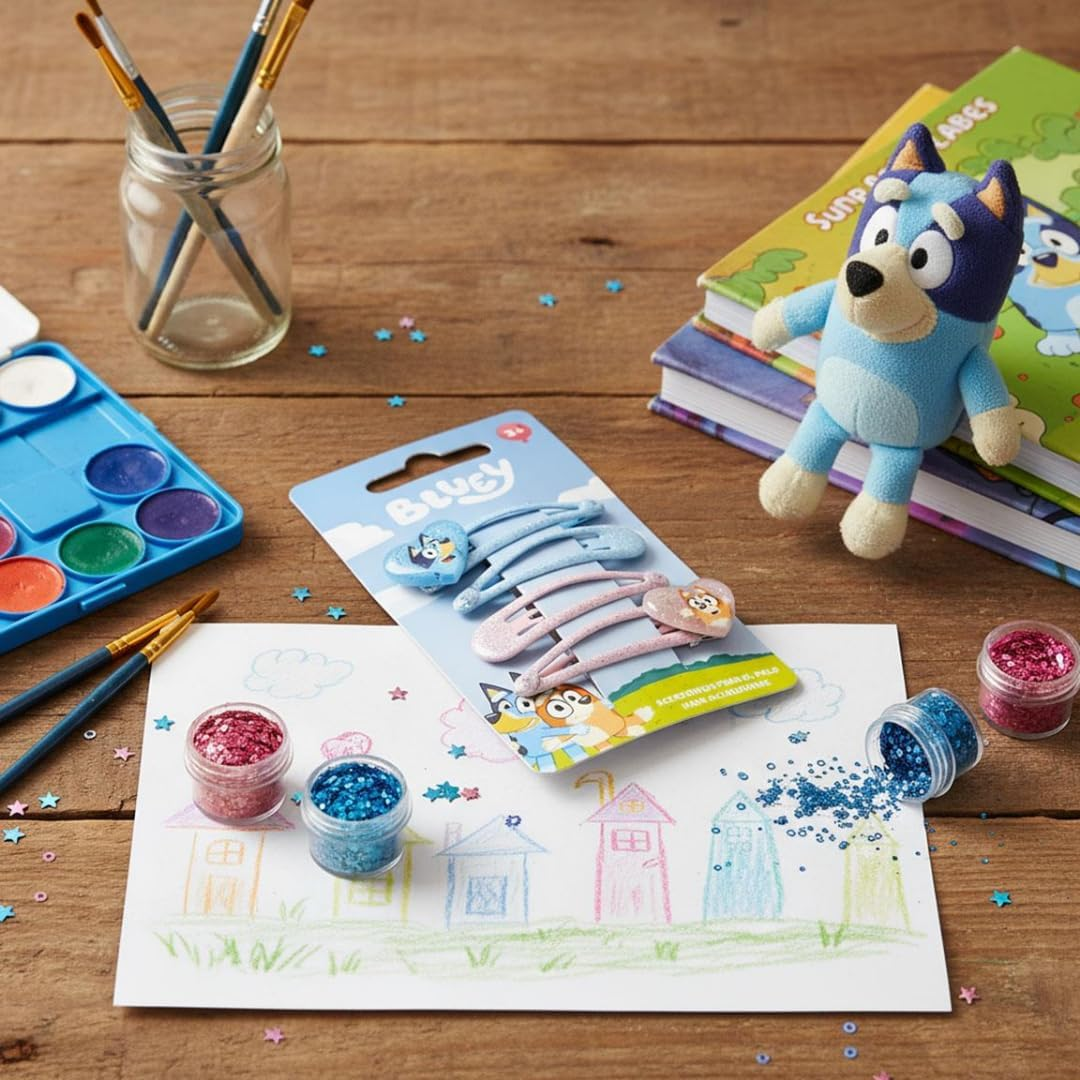 CERD&Aacute; LIFE'S LITTLE MOMENTS, Bluey Hair Accessories, Hair Clips Girls, Hair Clip Children for Girls, Hair Accessory Set, Perfect as a Bluey Gift, Pack of 4 image number 6